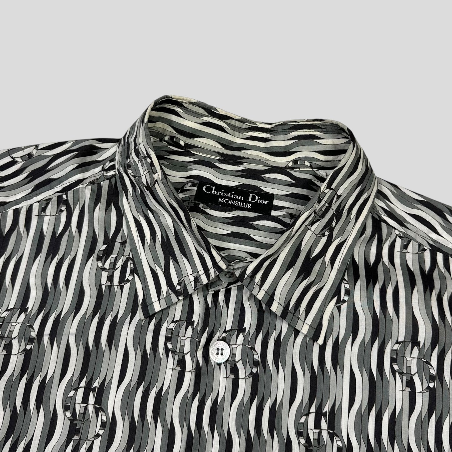 Christian Dior Monsieur 90’s Optical Illusion Spellout Logo Shirt - L/XL
