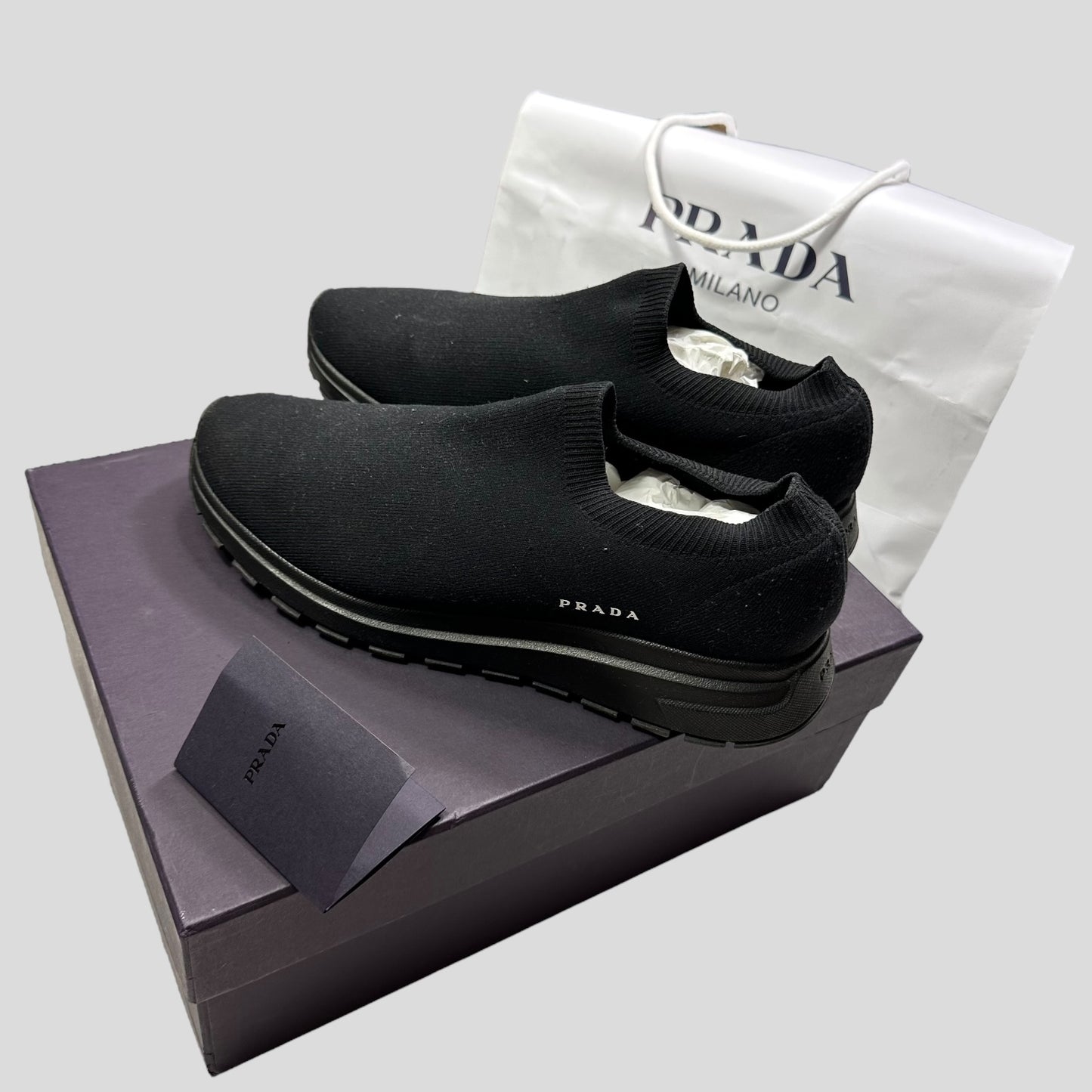 Prada 2019 Knit Fabric Sock Trainer - UK8