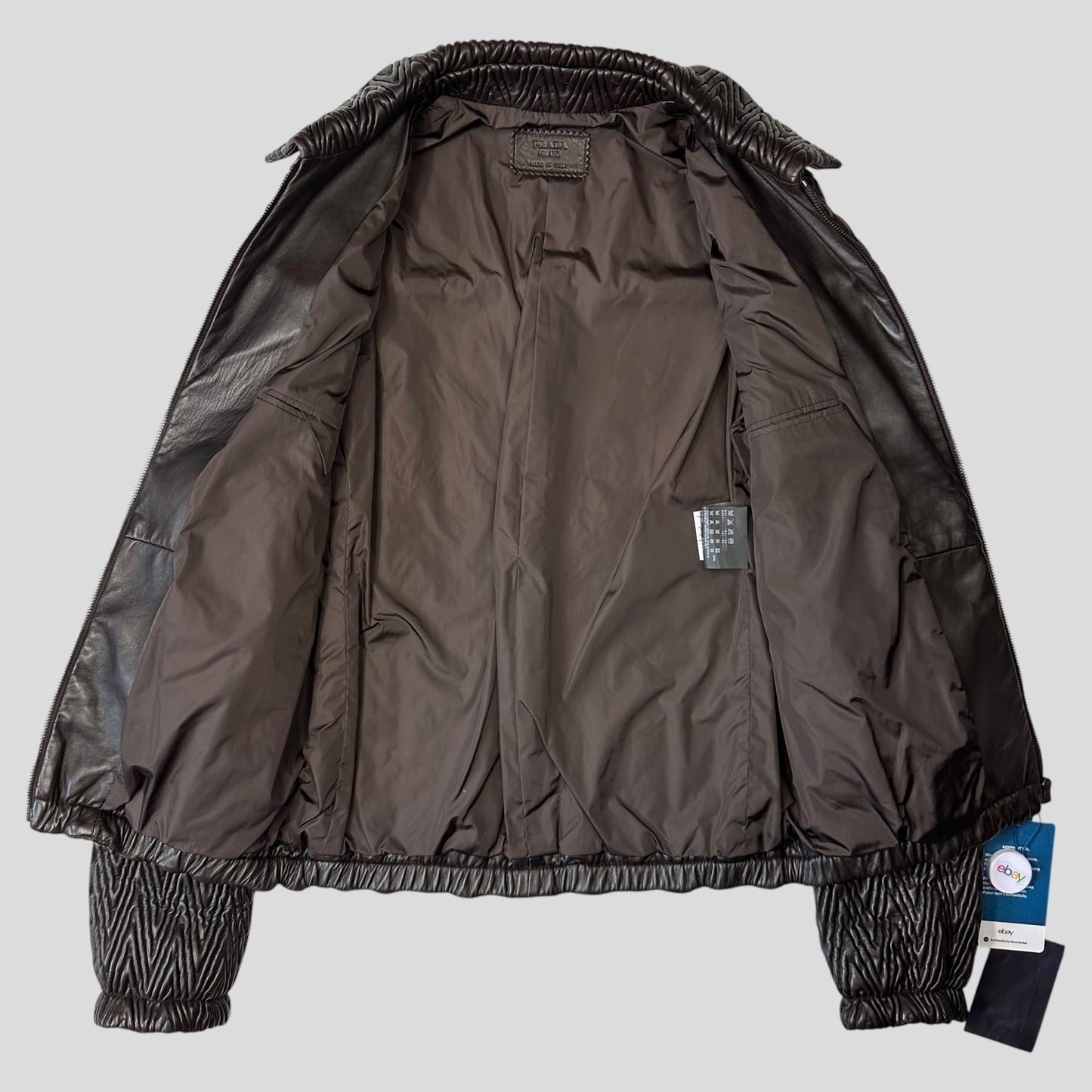 Prada Milano 2006 Runway 3D Ruched Leather Zigzag Jacket - IT48