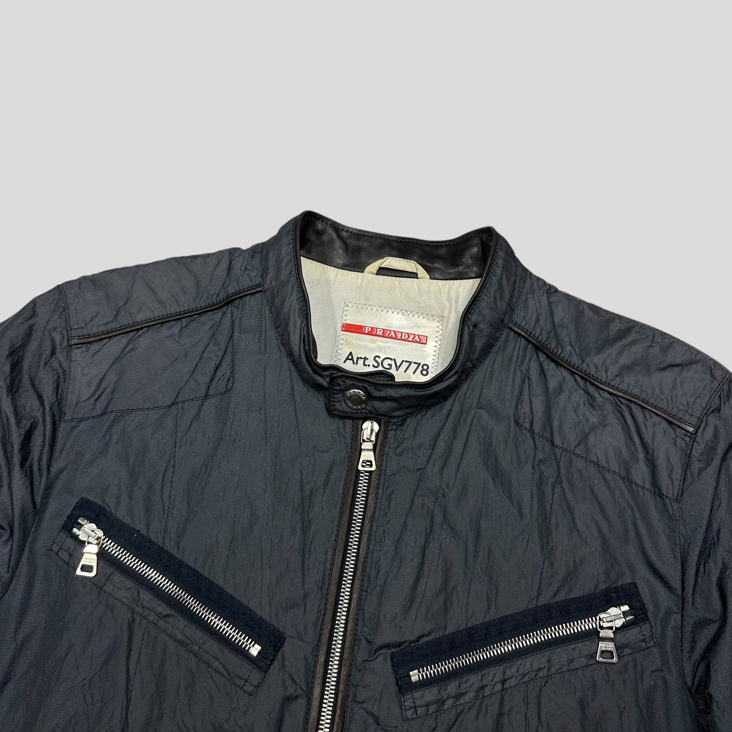 Prada Sport 00’s Metal Nylon + Leather Moto Biker Jacket - IT50 (M)