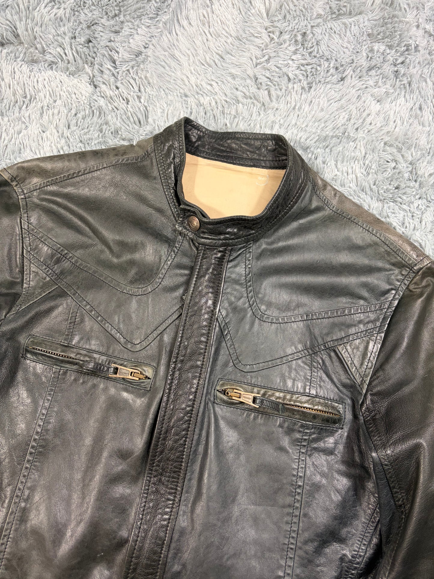 Just Cavalli SS07 Leather Weathered Bondage Jacket - L