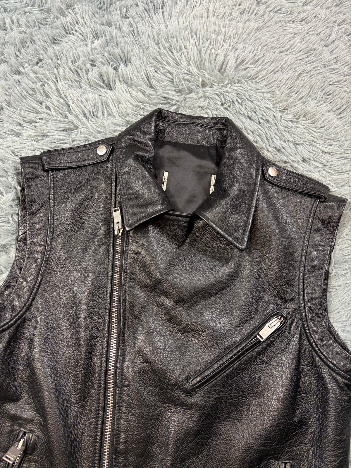 Saint Laurent SS13 Hedi Slimane L17 Leather Biker Gilet - M