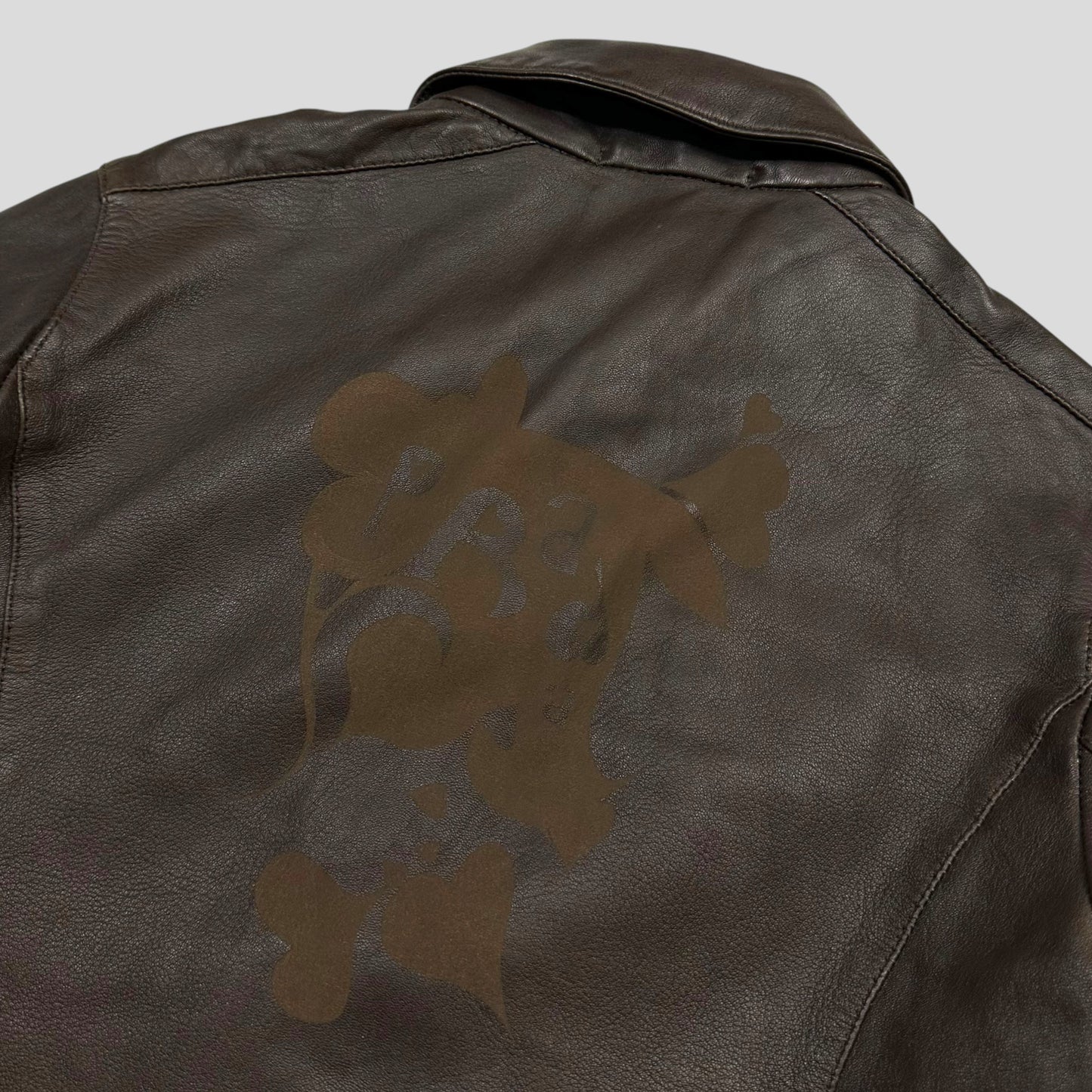 Prada Sport 2004 Leather Love Heart Back Logo Work Jacket - IT40