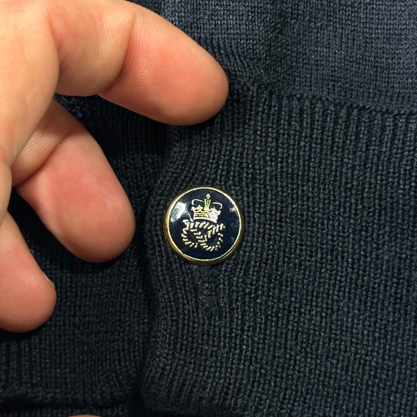 Miu Miu 00’s Crest Buttoned Navy Wool Cardigan - S/M