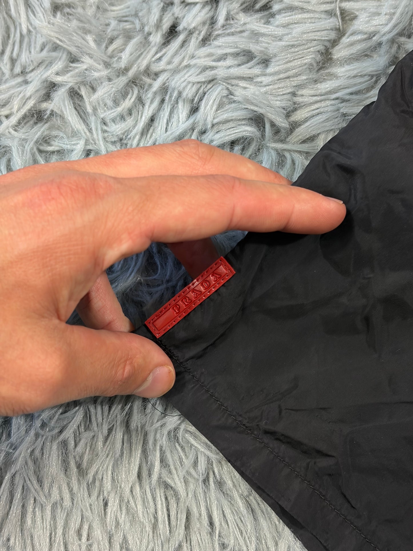 Prada Sport 2008 Black Nylon Red Tab Shimmer Shorts - IT48