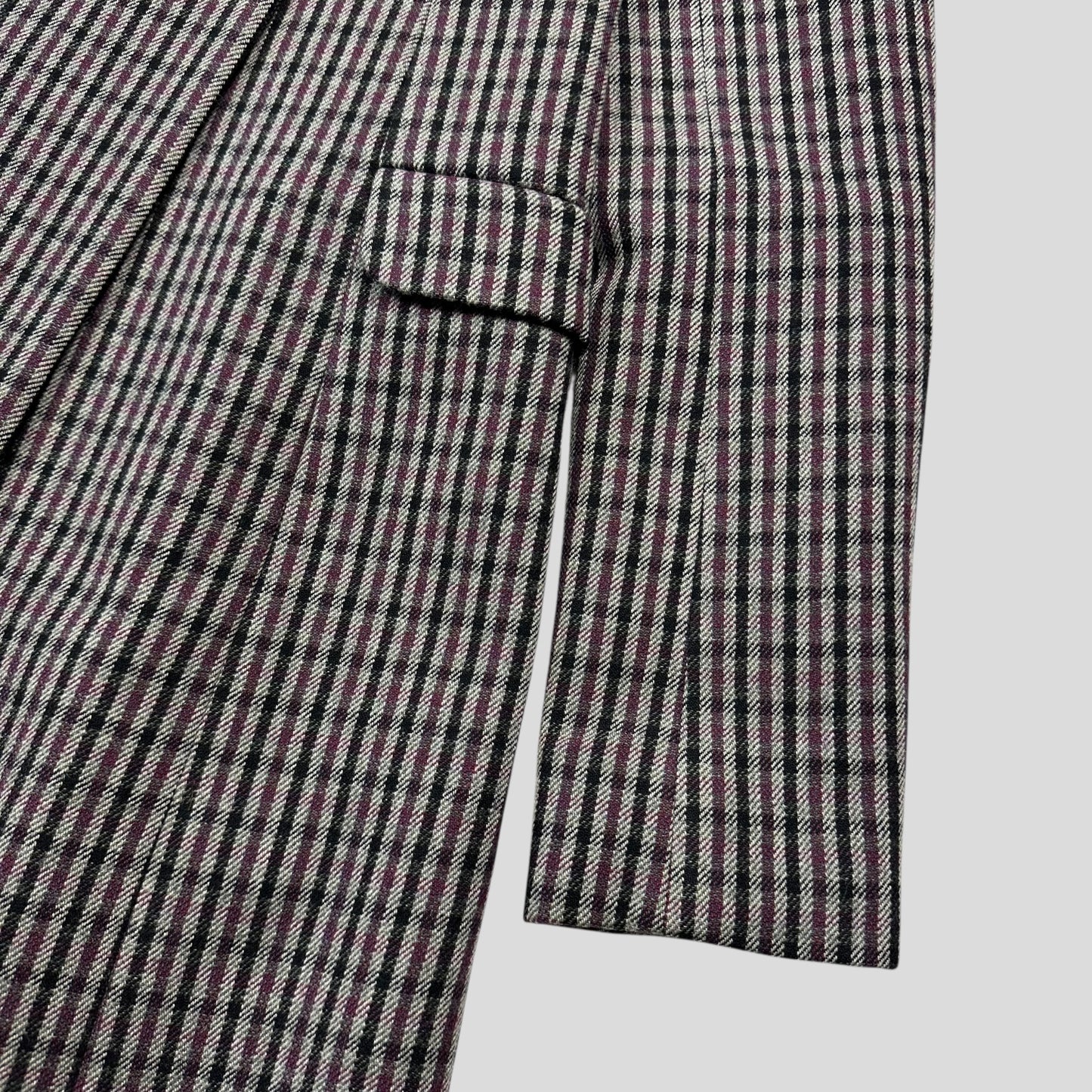 Miu Miu 00’s Virgin Wool + Removable Sheep Fur Plaid Duffle Coat - IT42