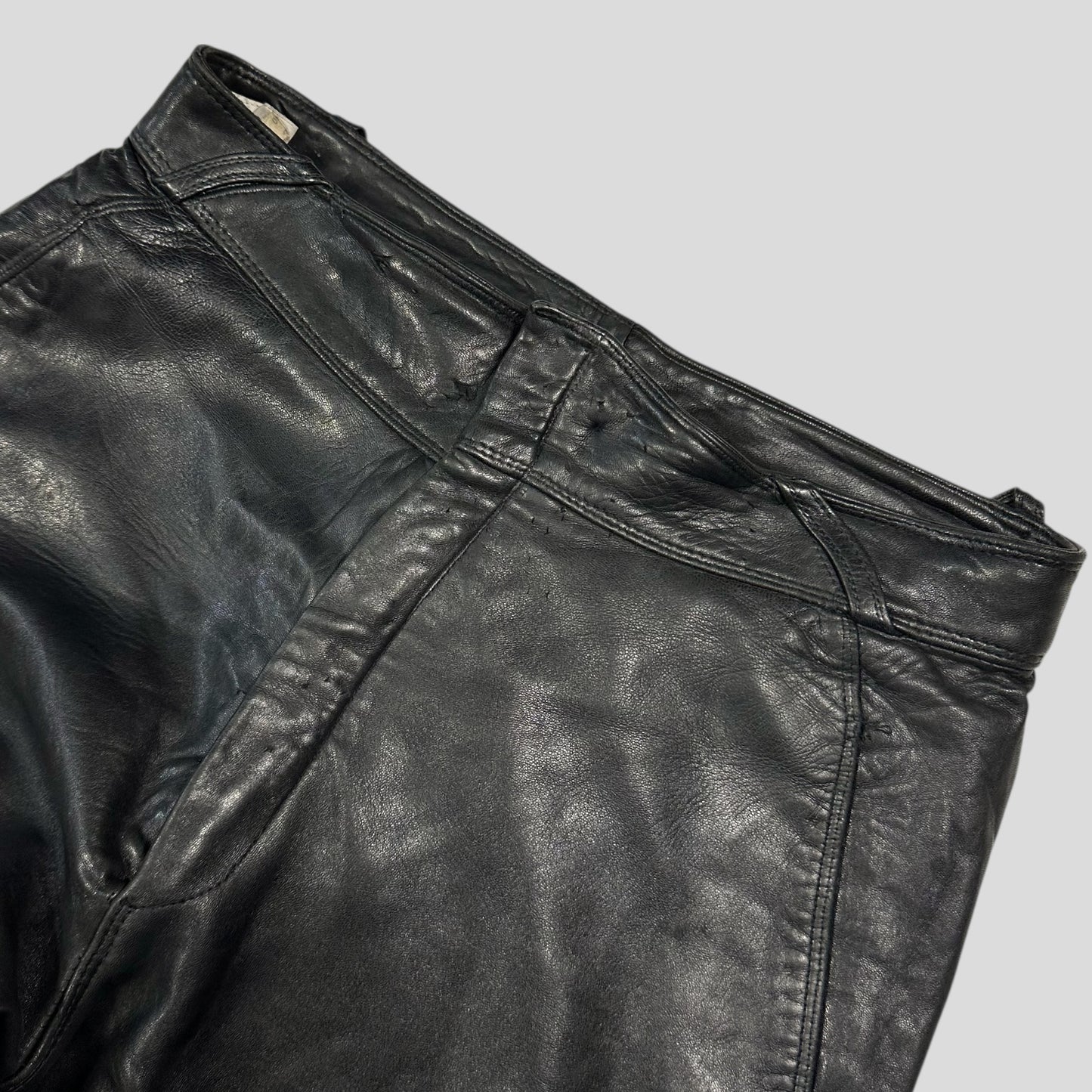 Gianni Versace 1980’s Leather Moto Biker Trousers - IT48 (32)