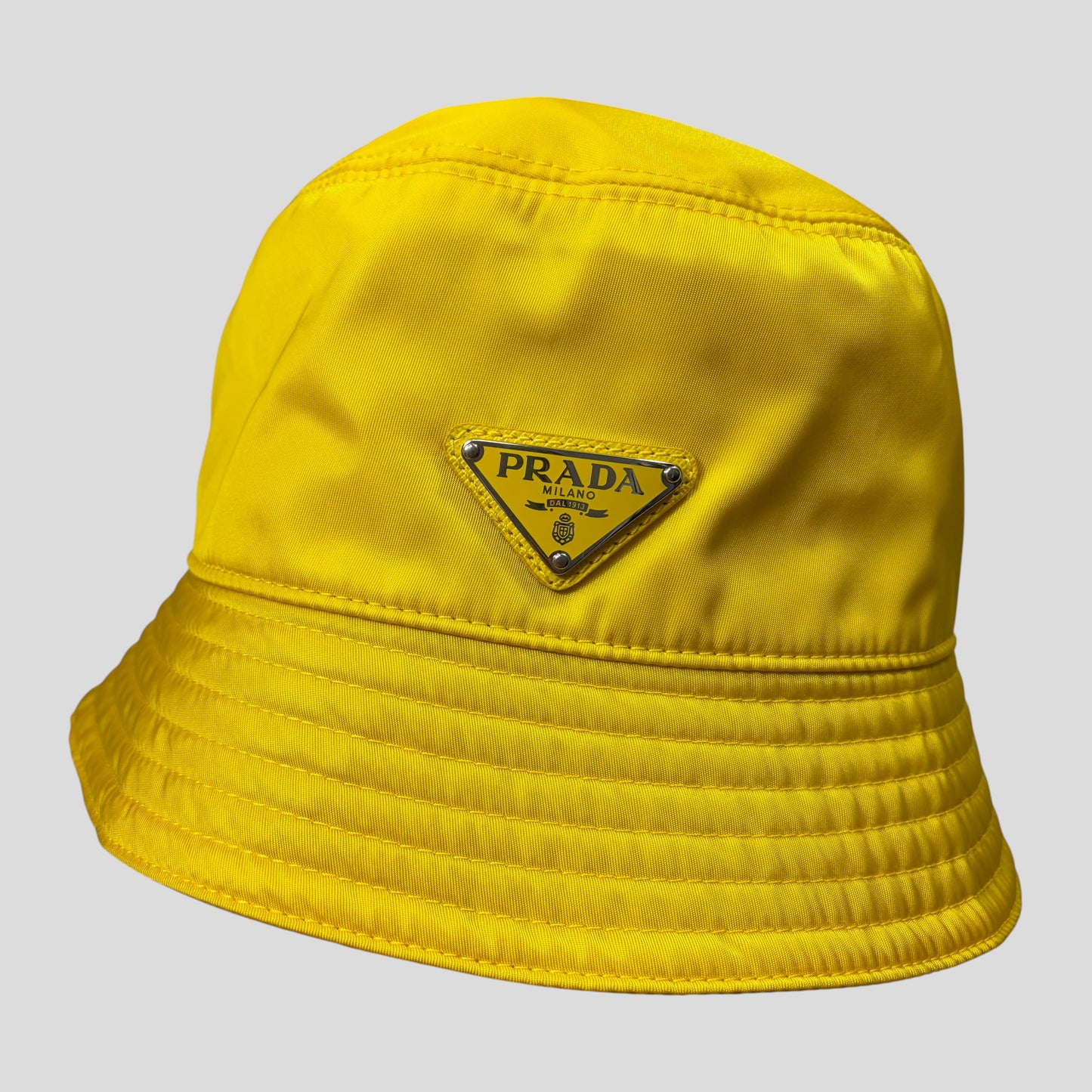 Prada Milano 2020 Re-nylon Yellow Panama Bucket Hat