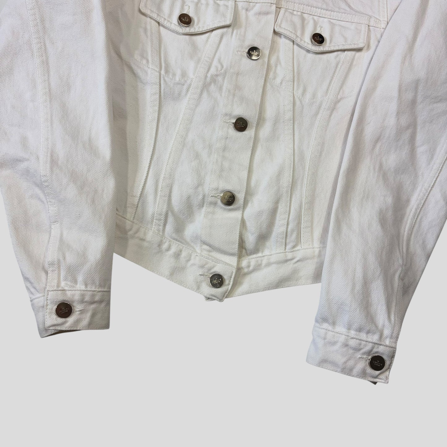 Gucci by Tom Ford 1999 White Denim Cropped Front Drop Jacket - IT40