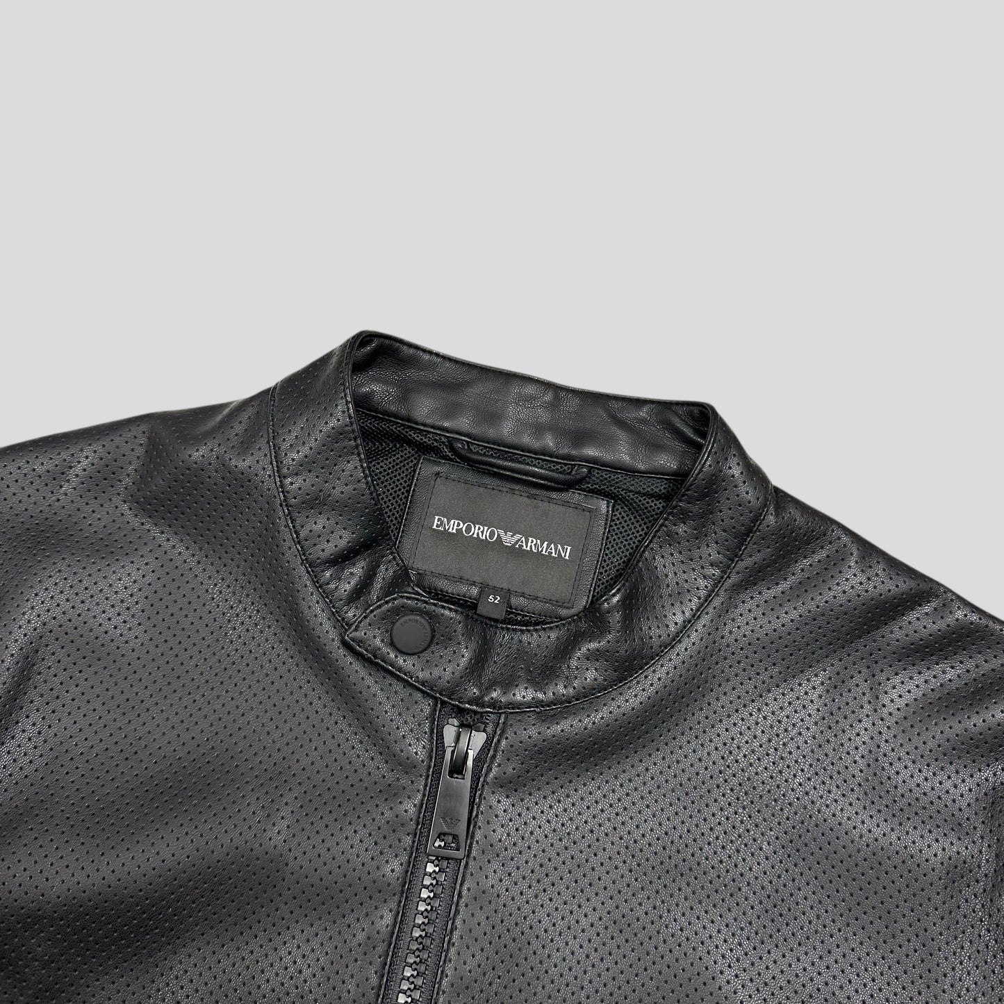 Emporio Armani Perforated Vinyl Mesh Lined Moto Jacket - IT52 (M)