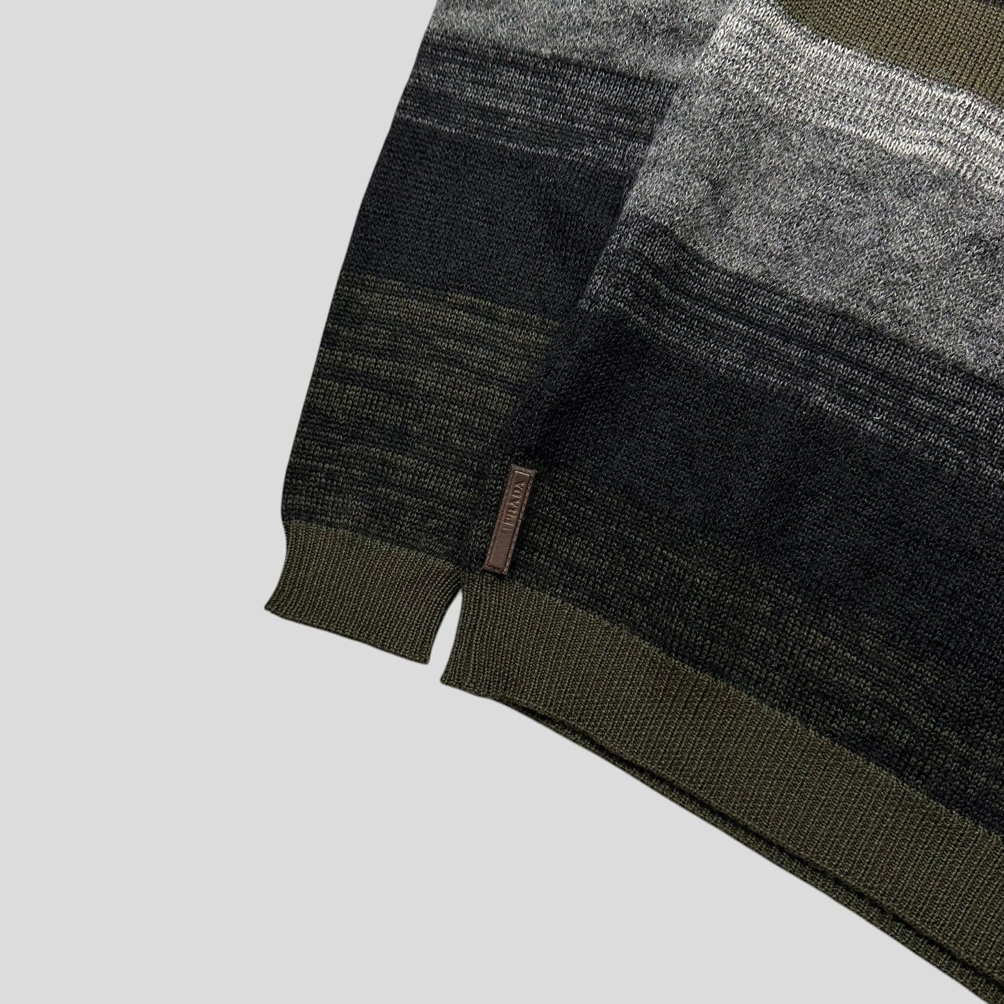 Prada Sport 2006 Striped Mohair Alternating Texture Leather Logo Knit Jumper - S