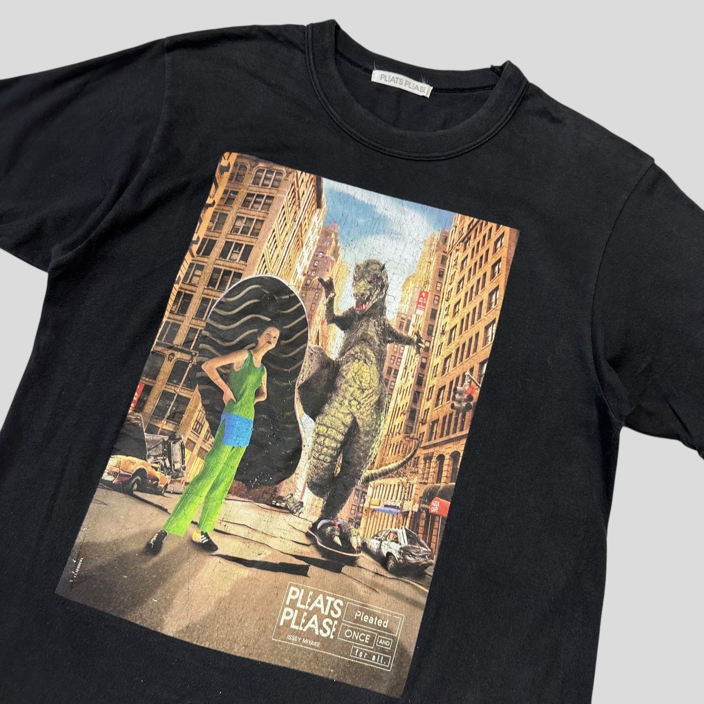 Issey Miyake Godzilla Pleats Please Poster Graphic T-shirt - XS/S
