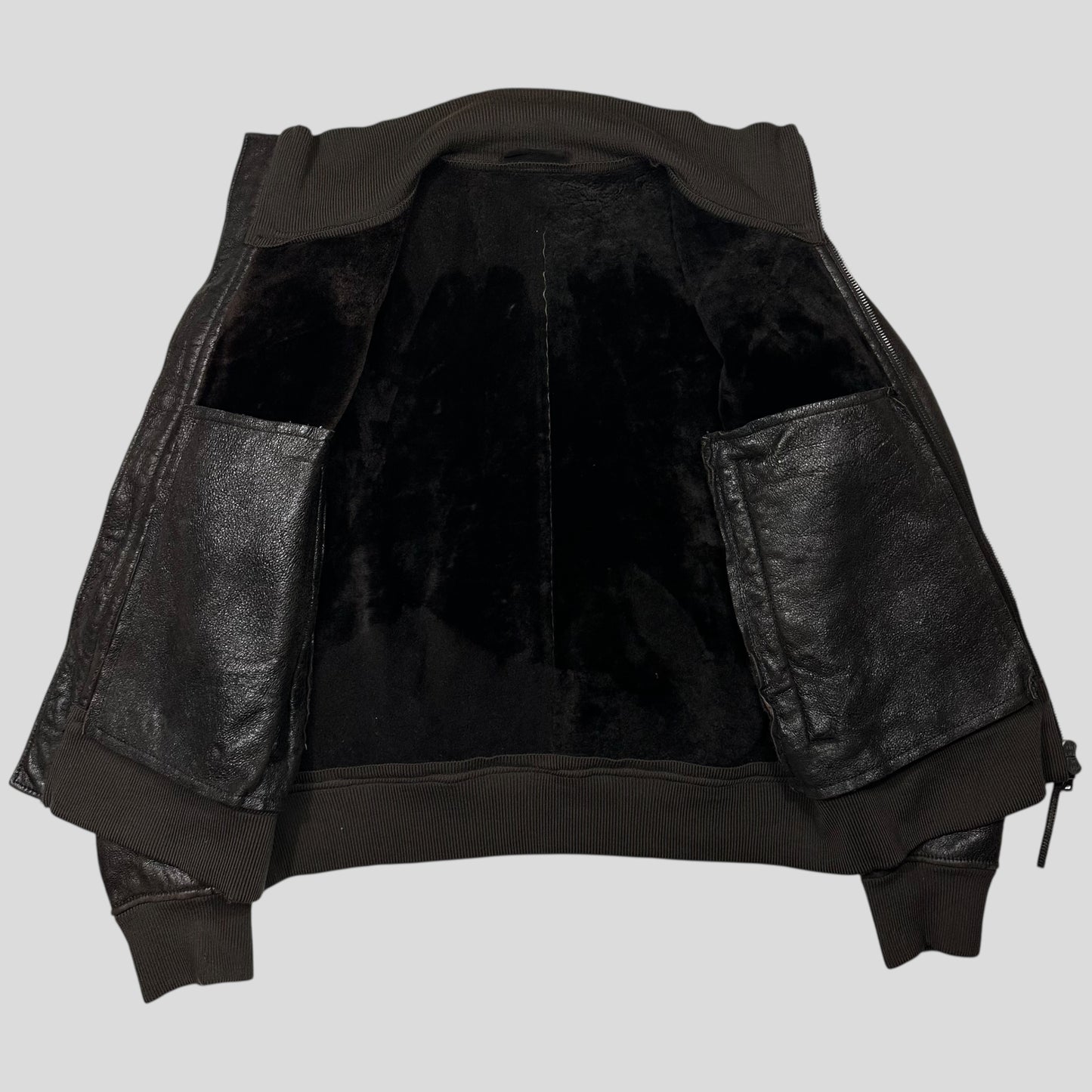 Prada Milano 00’s Leather Sheepskin Fur Full Lined Bomber Jacket - IT52 (L)