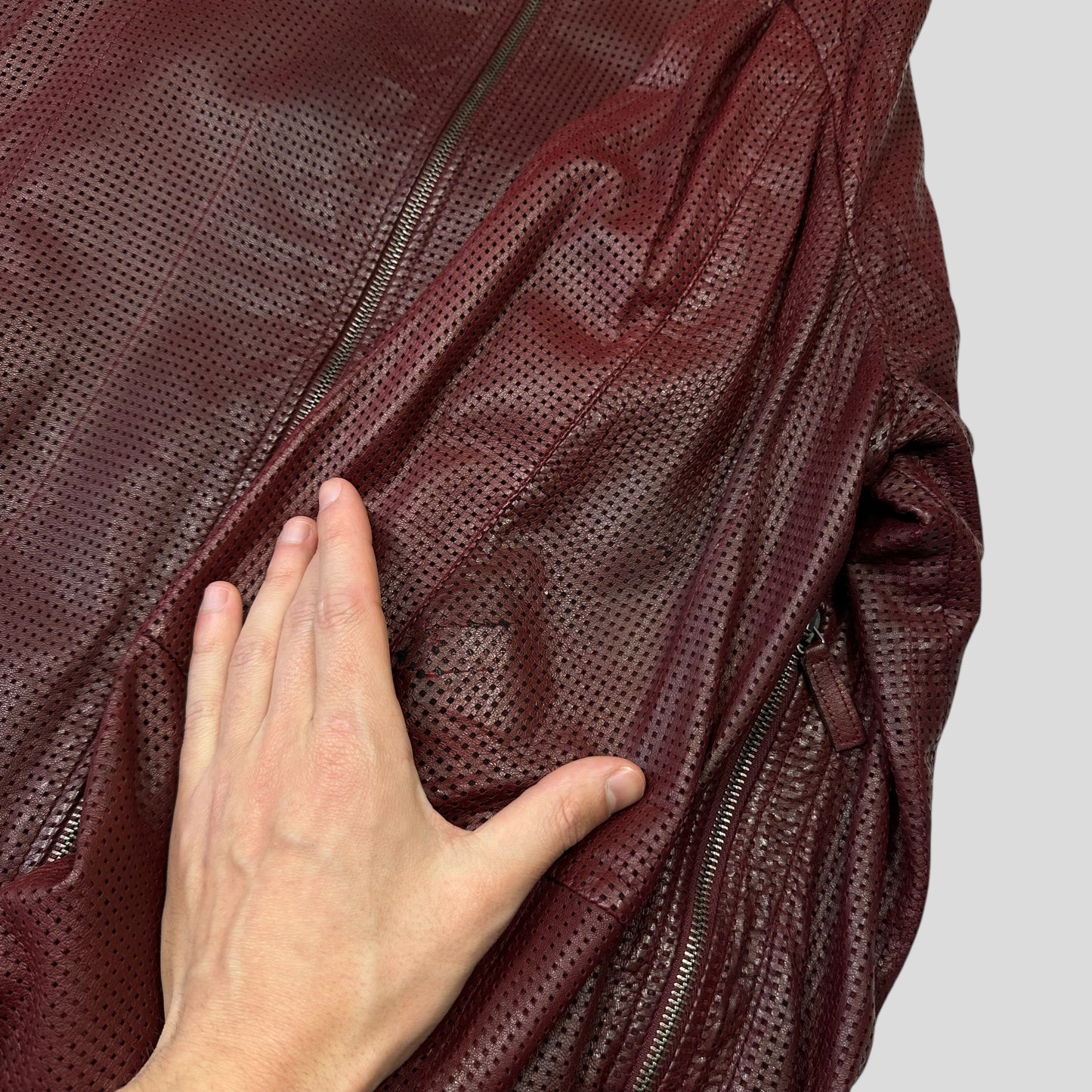 Emporio Armani 2009 Perforated Mesh Lambskin Leather Bomber - IT54 (L)