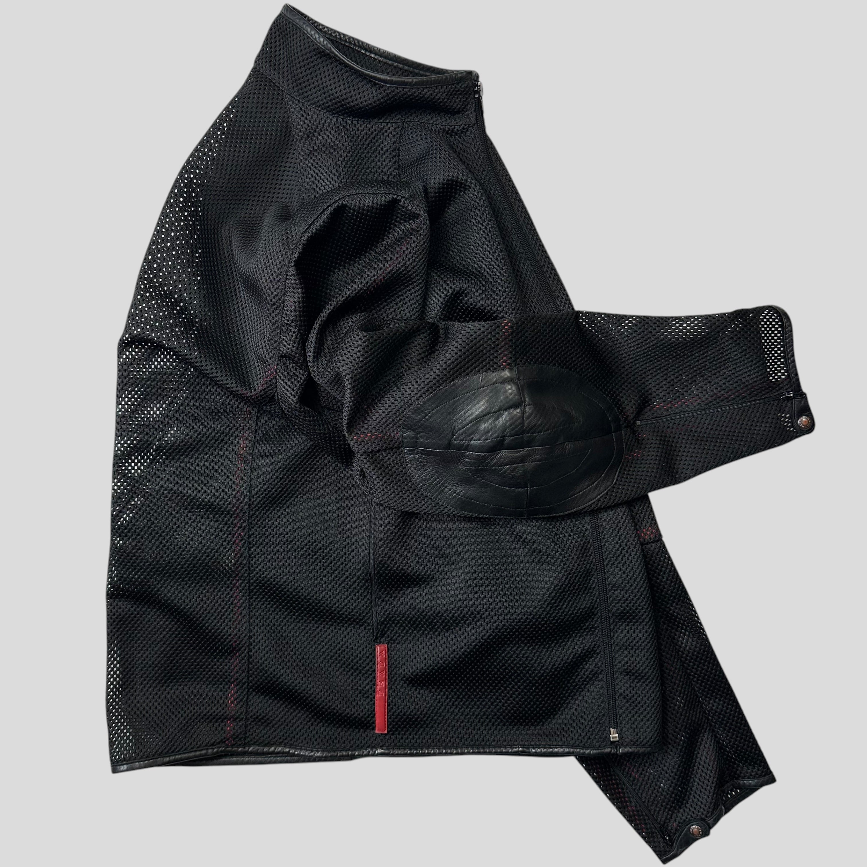 Prada Sport SS00 SAMPLE Mesh + Leather Moto Jacket - IT54 – Warmwaves