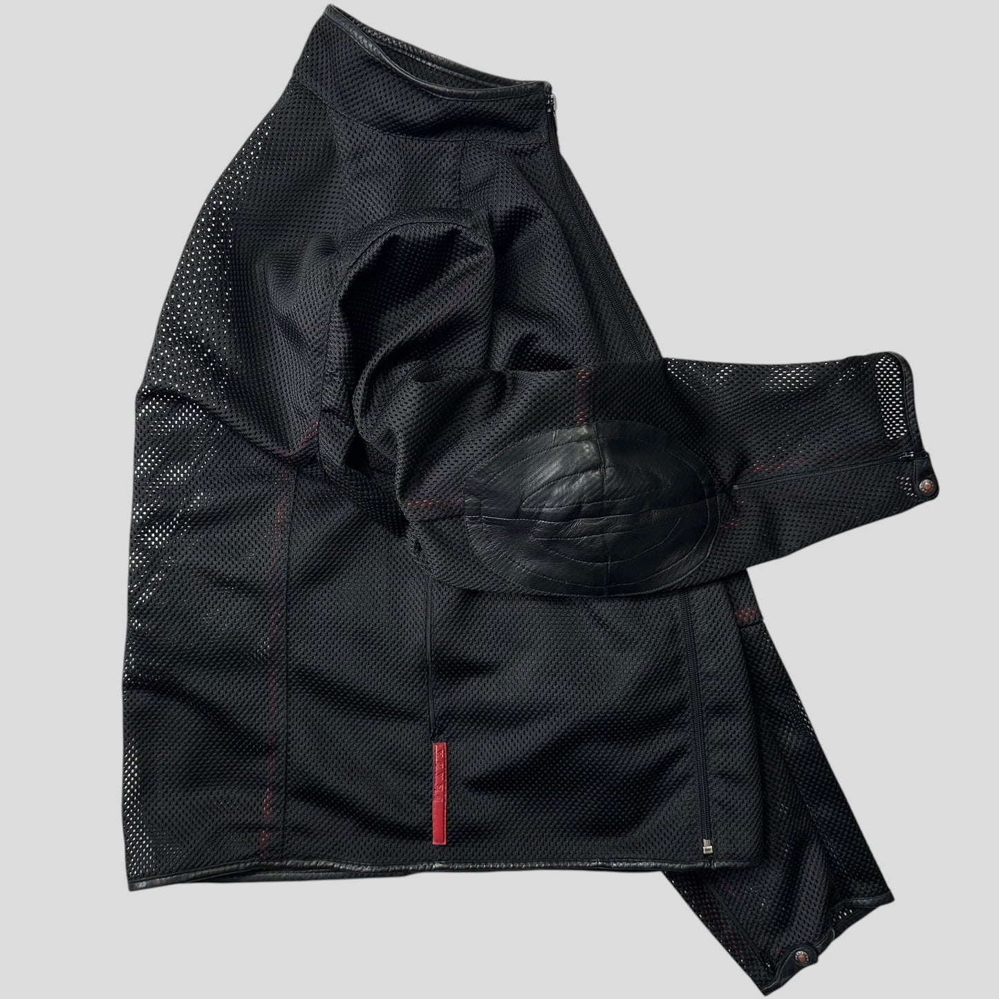 Prada Sport SS00 SAMPLE Mesh + Leather Moto Jacket - IT54