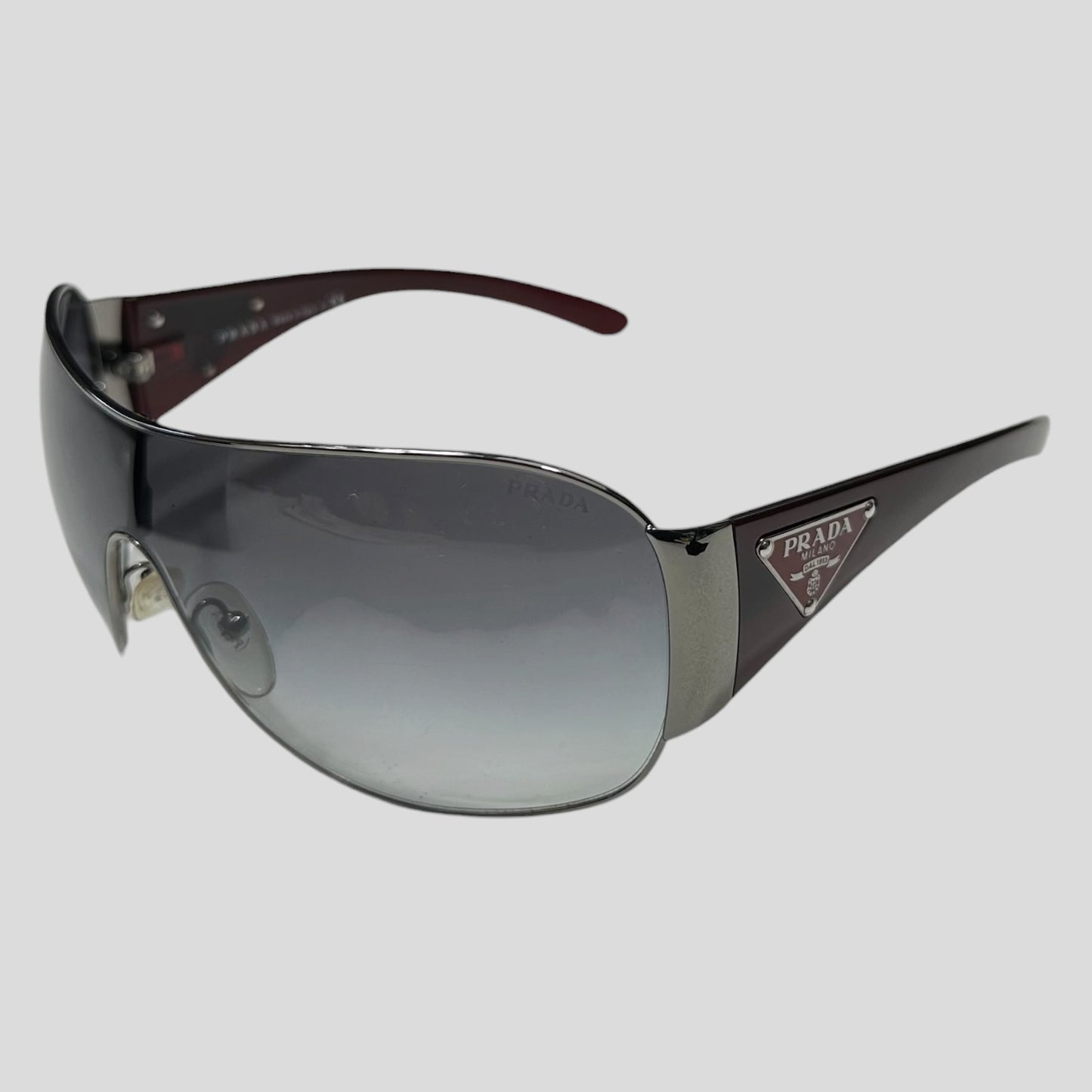Prada Milano 00’s Triangle Logo Gradient Shield Sunglasses