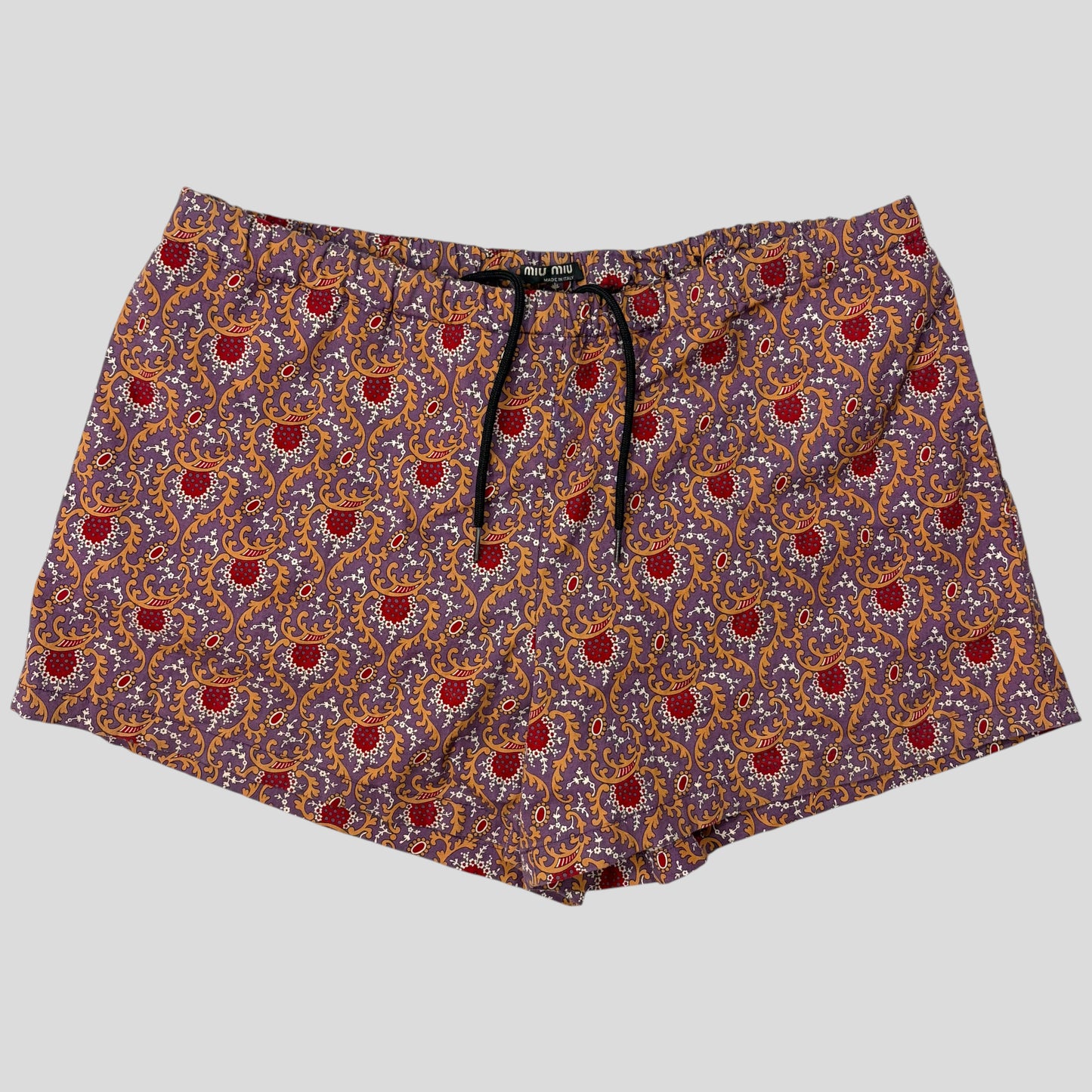 Miu Miu 00’s Baroque Paisley Print Cotton Swim Shorts - IT52