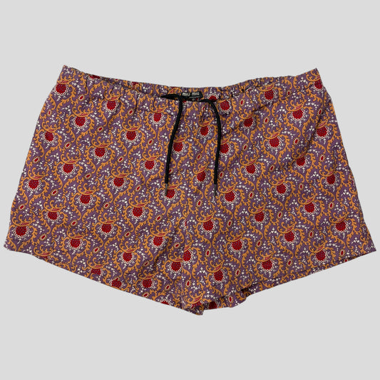 Miu Miu 00’s Baroque Paisley Print Cotton Swim Shorts - IT52