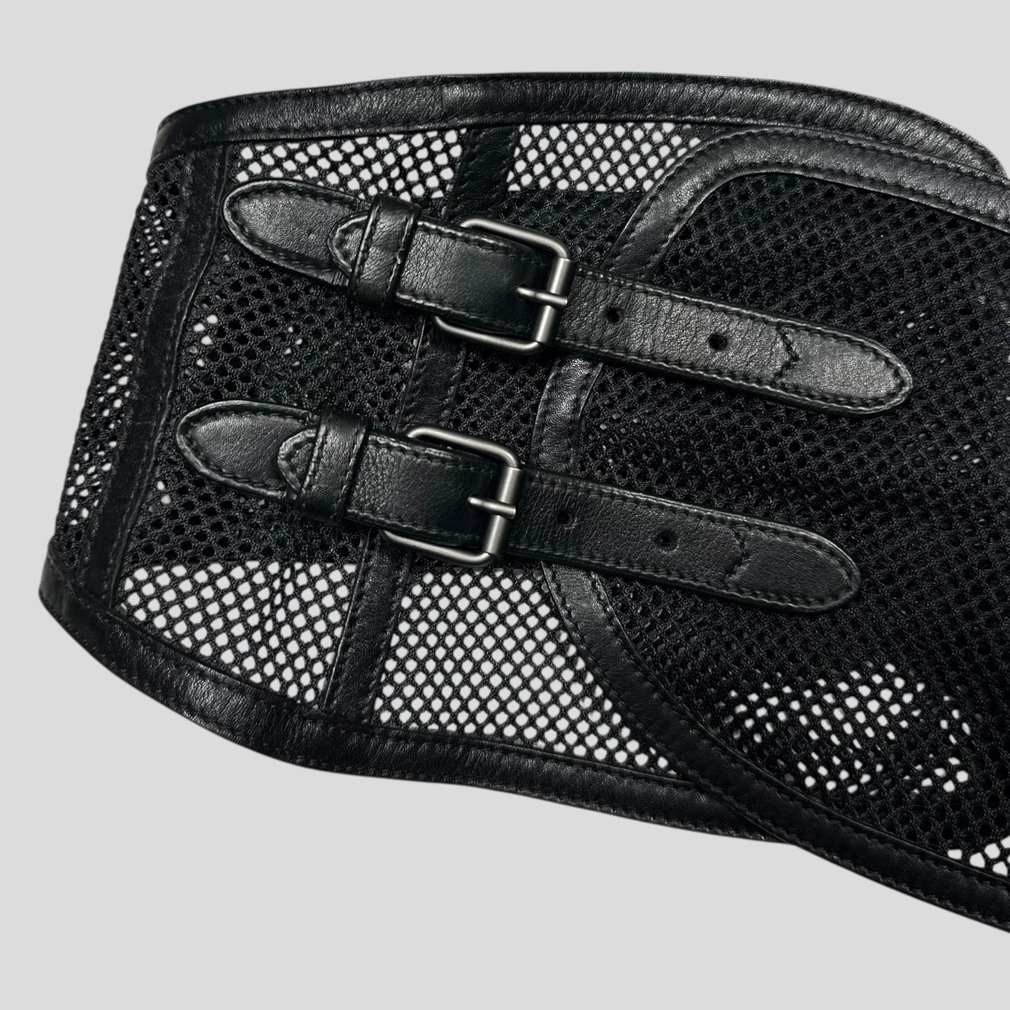 Prada SS00 Leather + Mesh Corset Runway Belt