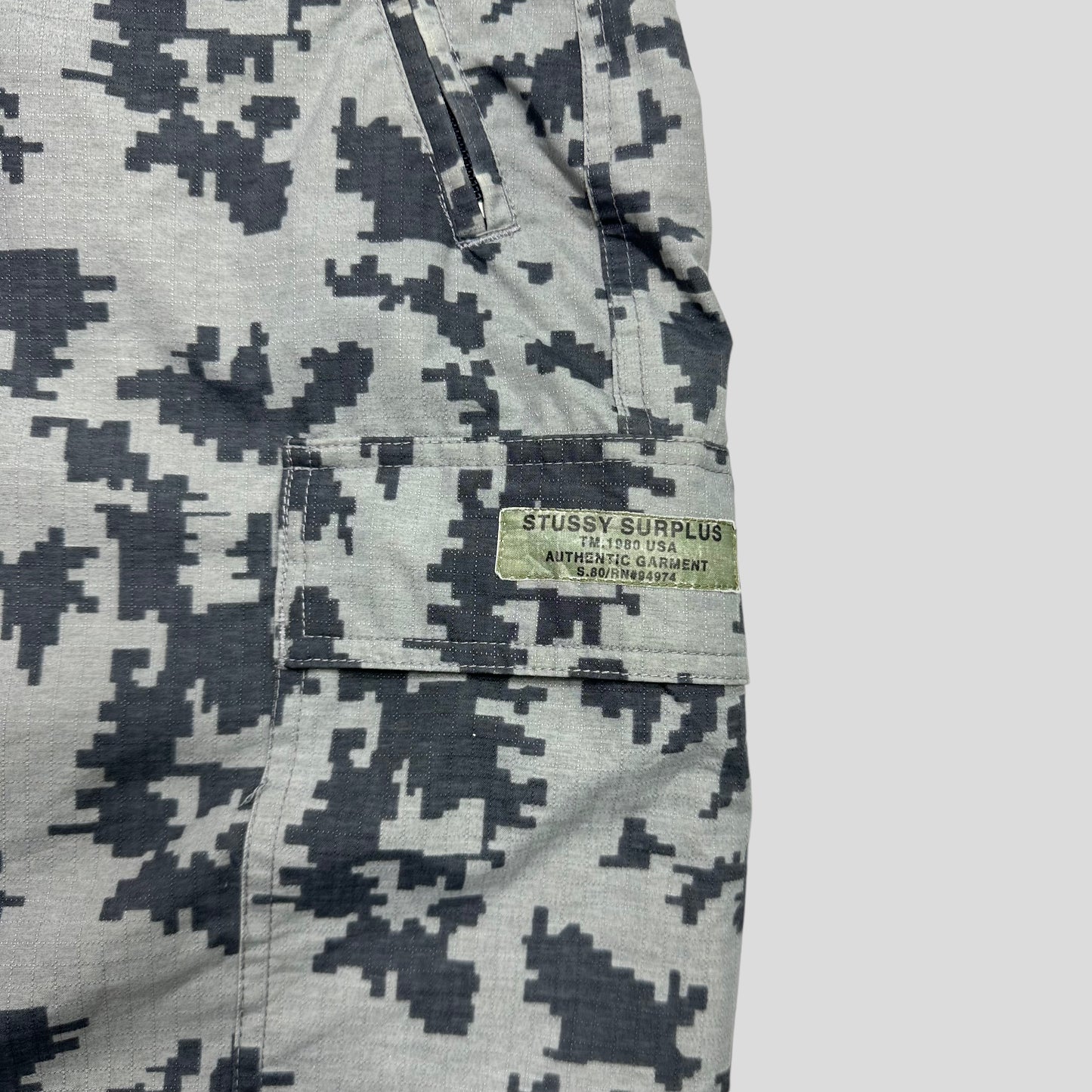 Stussy Surplus 90’s Ripstop Digital Camo Multipocket Cargo Shorts - 30-32