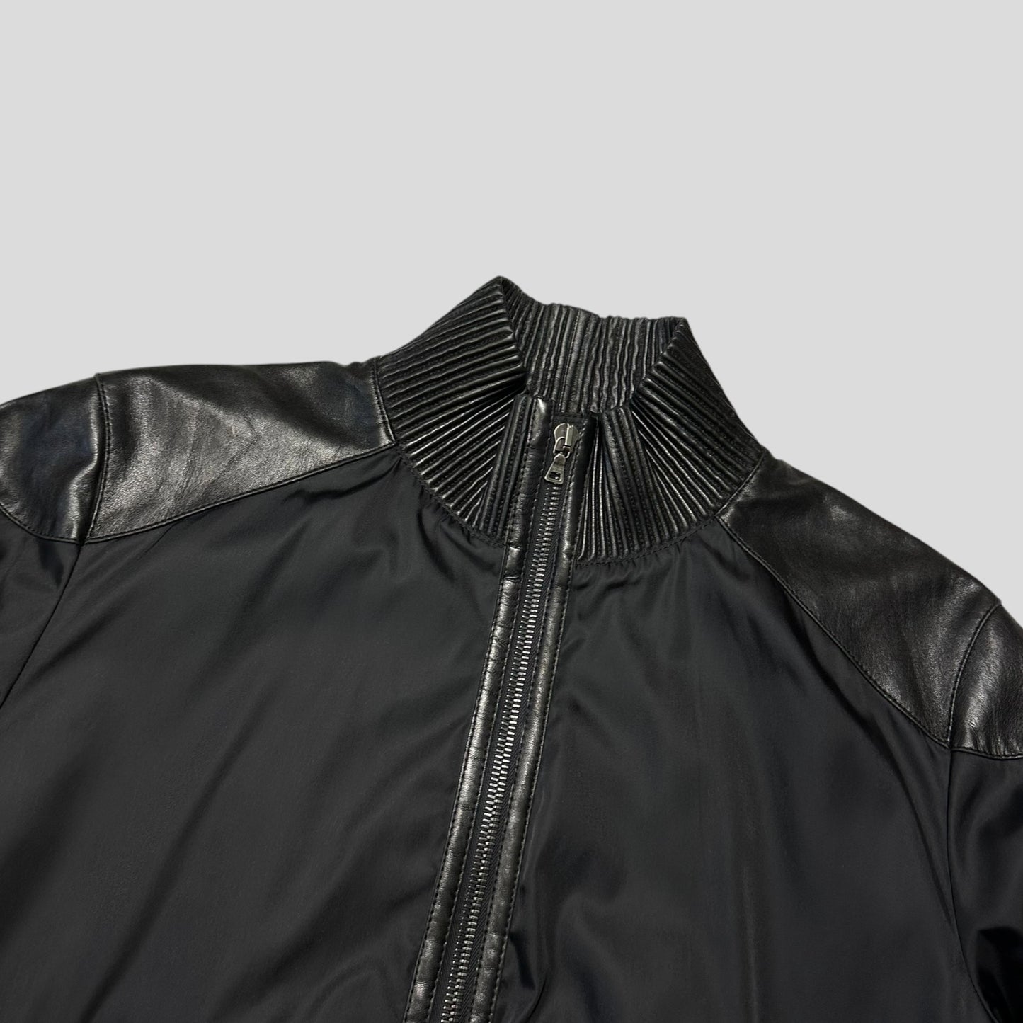 Prada Milano 2007 Gabardine Nylon + Leather Bomber Jacket - IT52 (L)