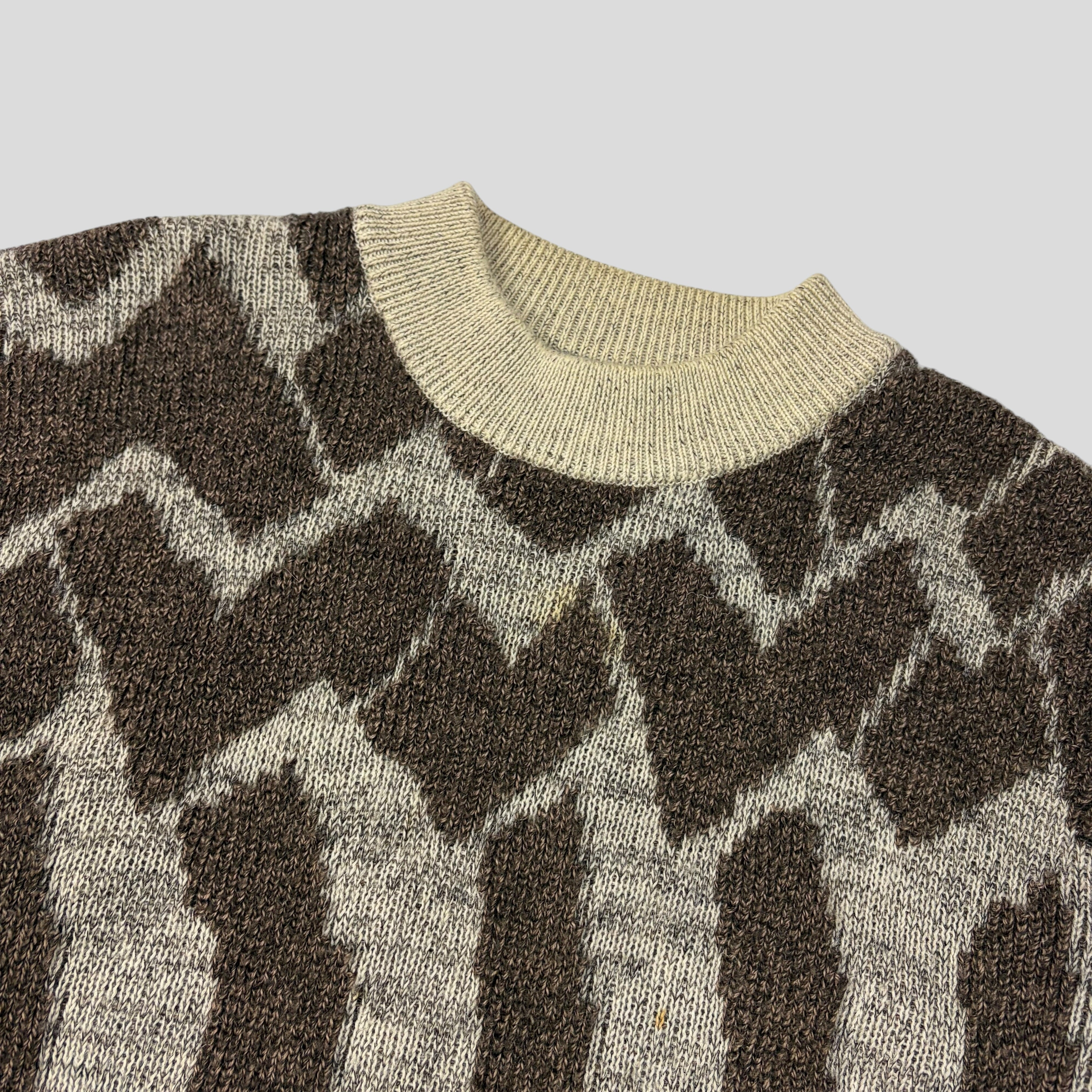 【ISSEY MIYAKE】Geometric Wool Knit Issey Miyake MEN 1988 Heavy 3D Abstract Knit Jumper - M – Warmwaves