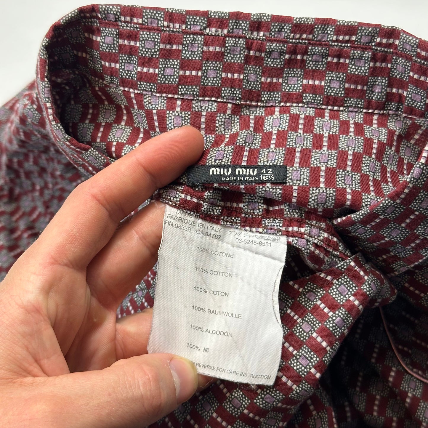 Miu Miu 00’s Western Cowboy Geometric Print Shirt - M/L