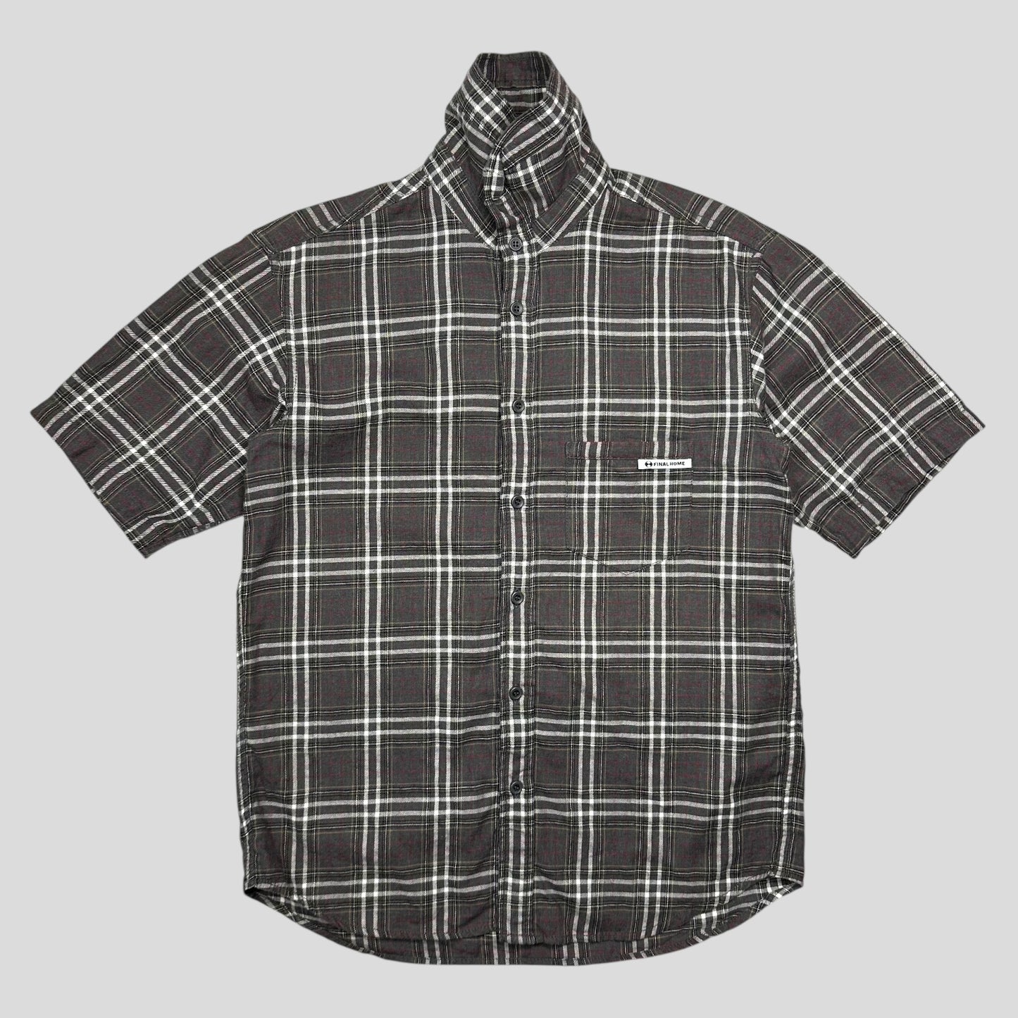 Final Home AW08 Grey Nova Check Pocket Logo Shirt - S