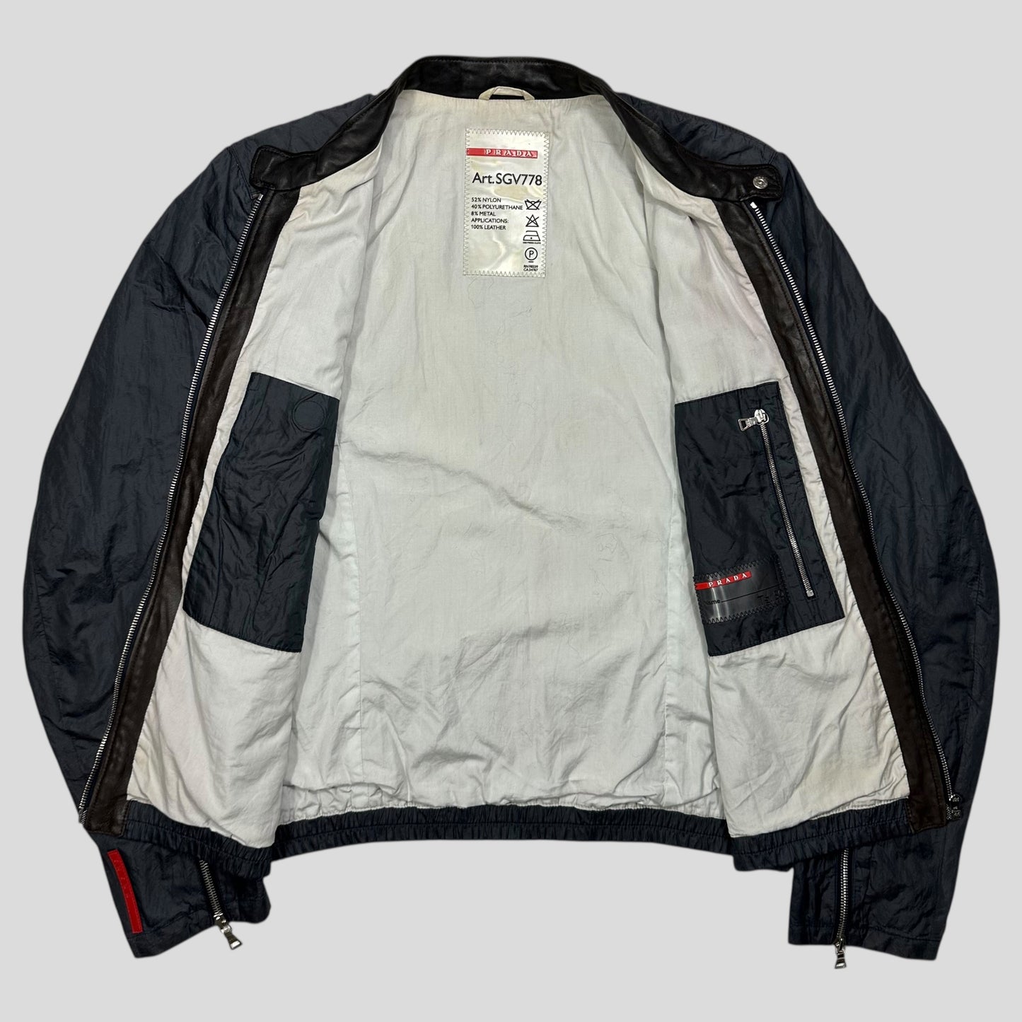 Prada Sport 00’s Metal Nylon + Leather Moto Biker Jacket - IT50 (M)