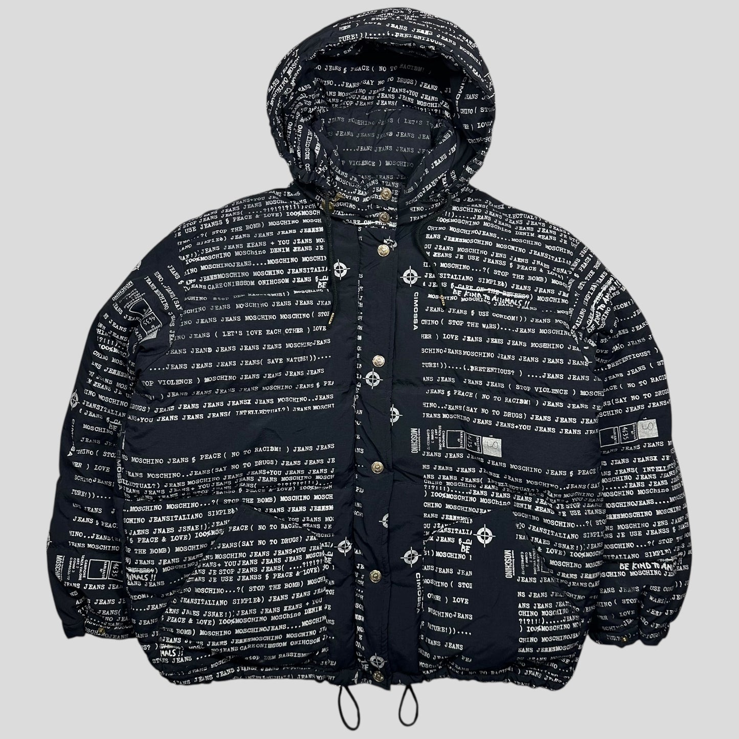 Moschino Jeans 90’s Typewriter Goose Down Puffer Jacket - XL