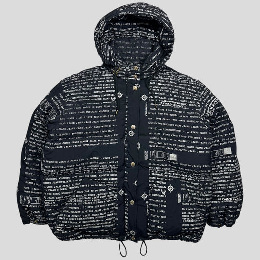 Moschino Jeans 90’s Typewriter Goose Down Puffer Jacket - XL