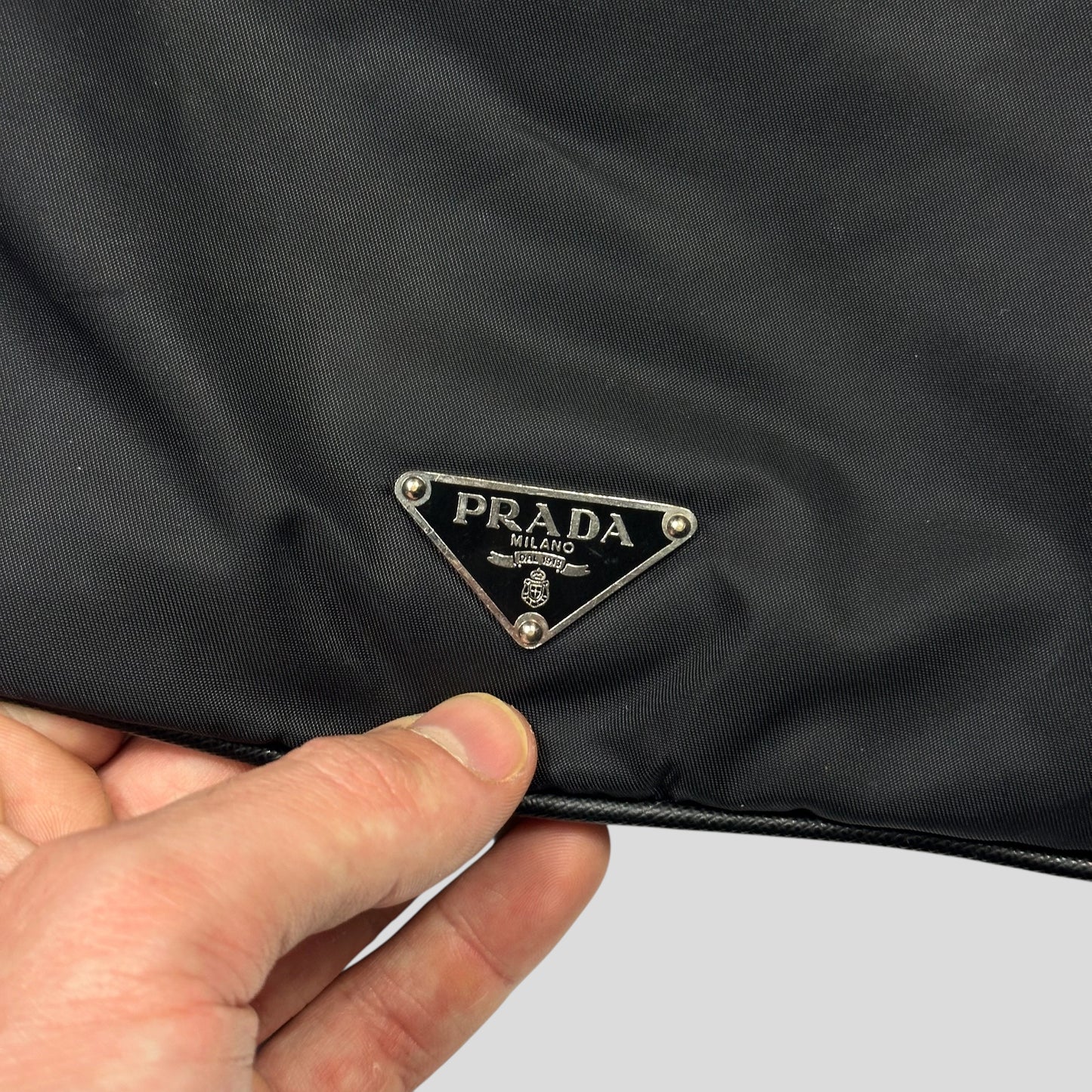 Prada Milano 00’s Python Leather Appliqué Reversible Nylon Crossbody Bag