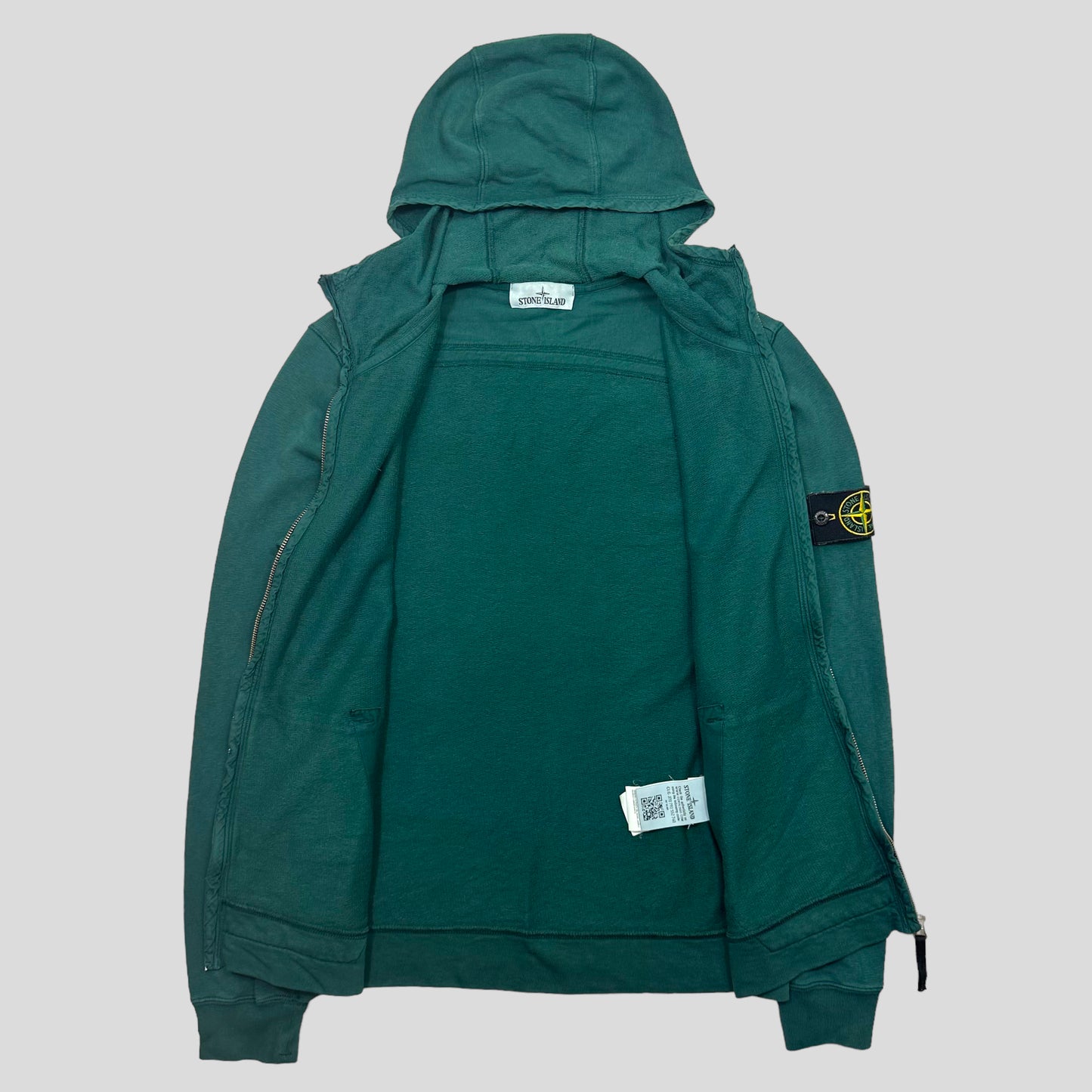 Stone Island SS19 Jade Green Zip-up Hoodie - S