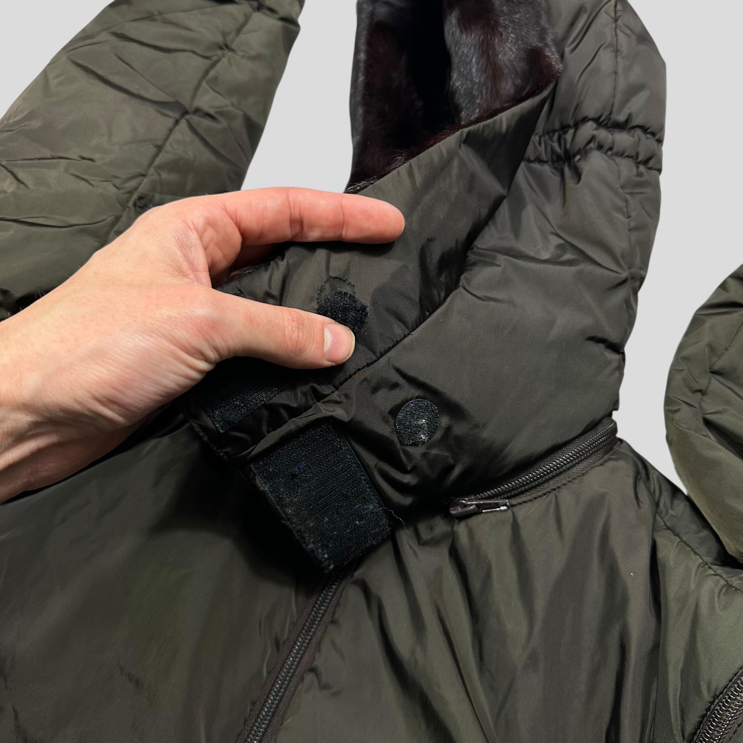 Prada Sport AW00 7 in 1 Nylon Padded Goat Fur Modular Bag Jacket - IT42 (S)