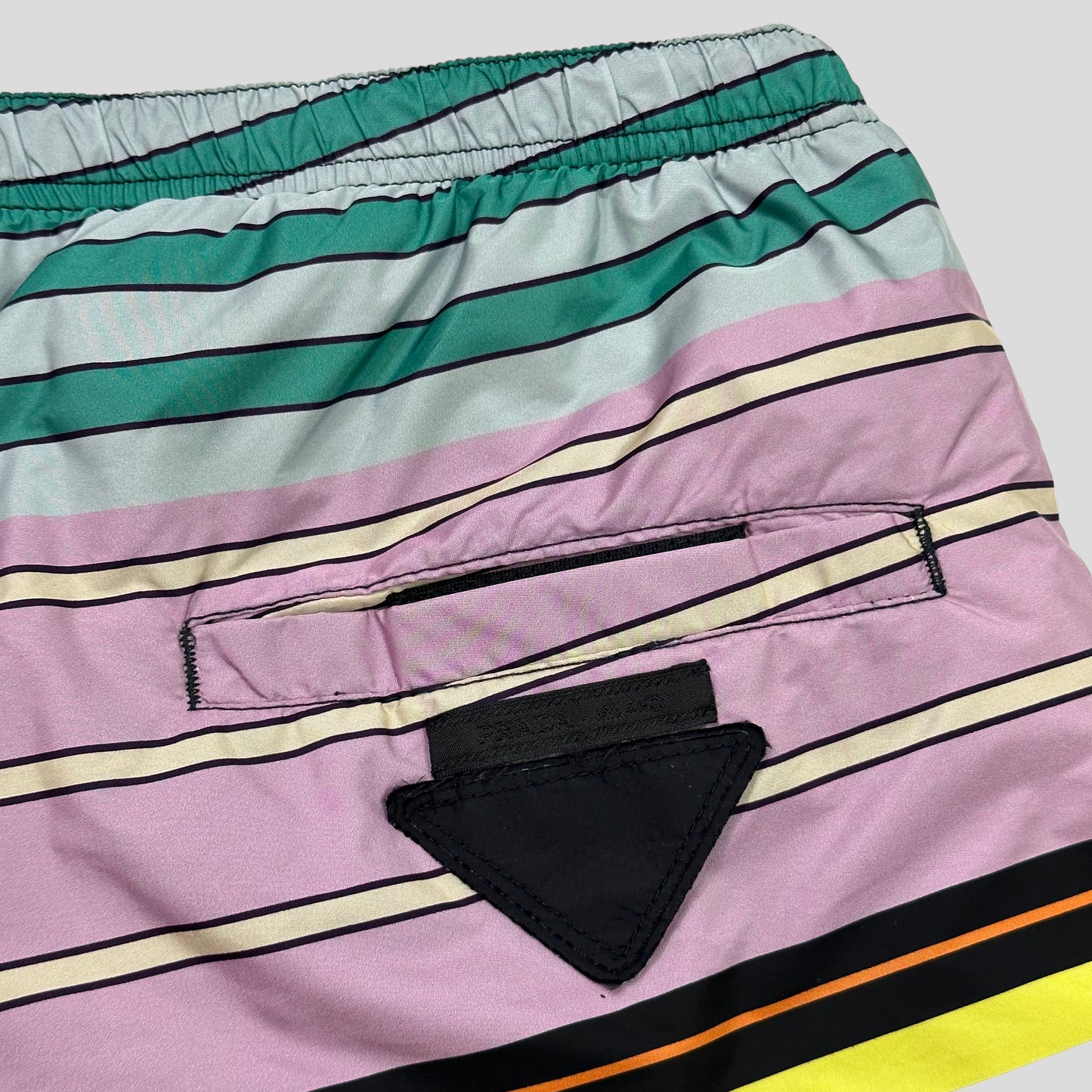 Prada Milano 2018 Striped Logo Nylon Shorts - IT46