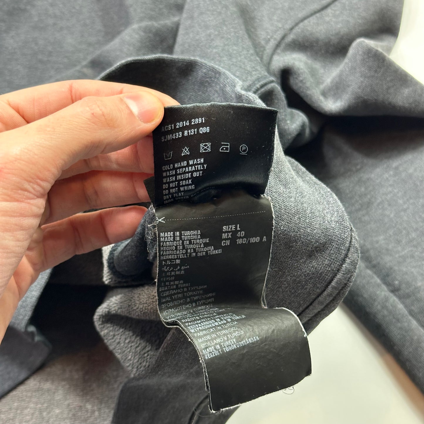 Prada 2014 Red Tab Grey Cotton Pullover Hoodie - M