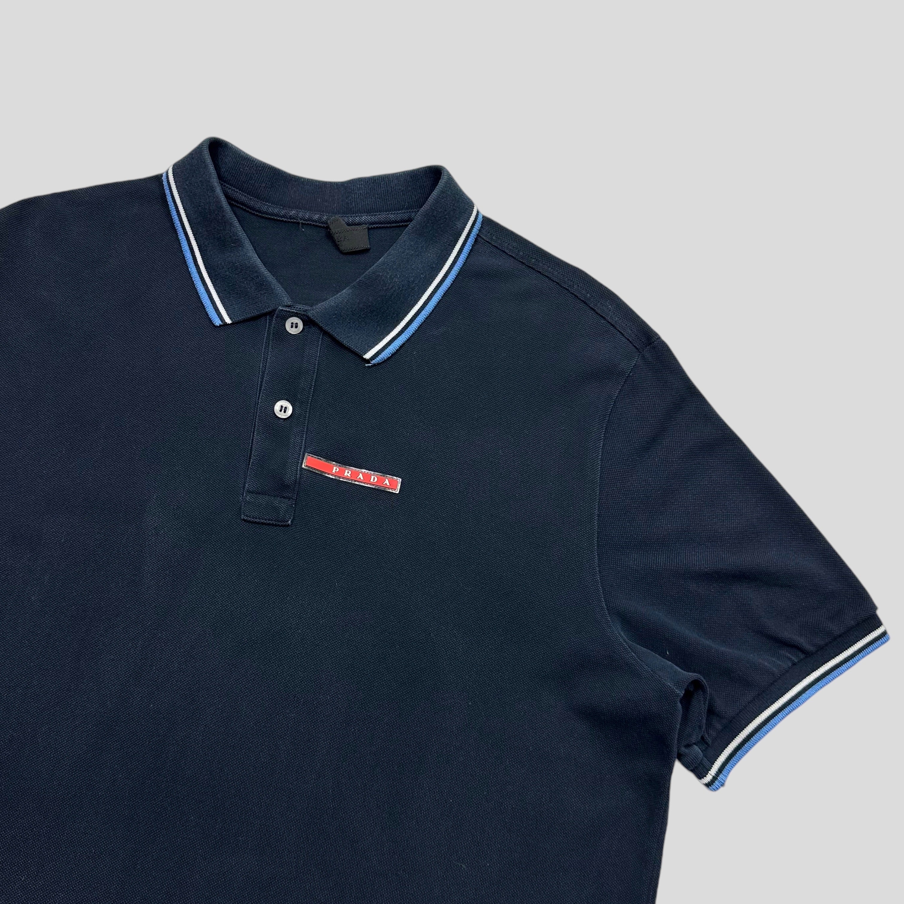 Prada Milano 2017 Navy Red Tab Polo L XL