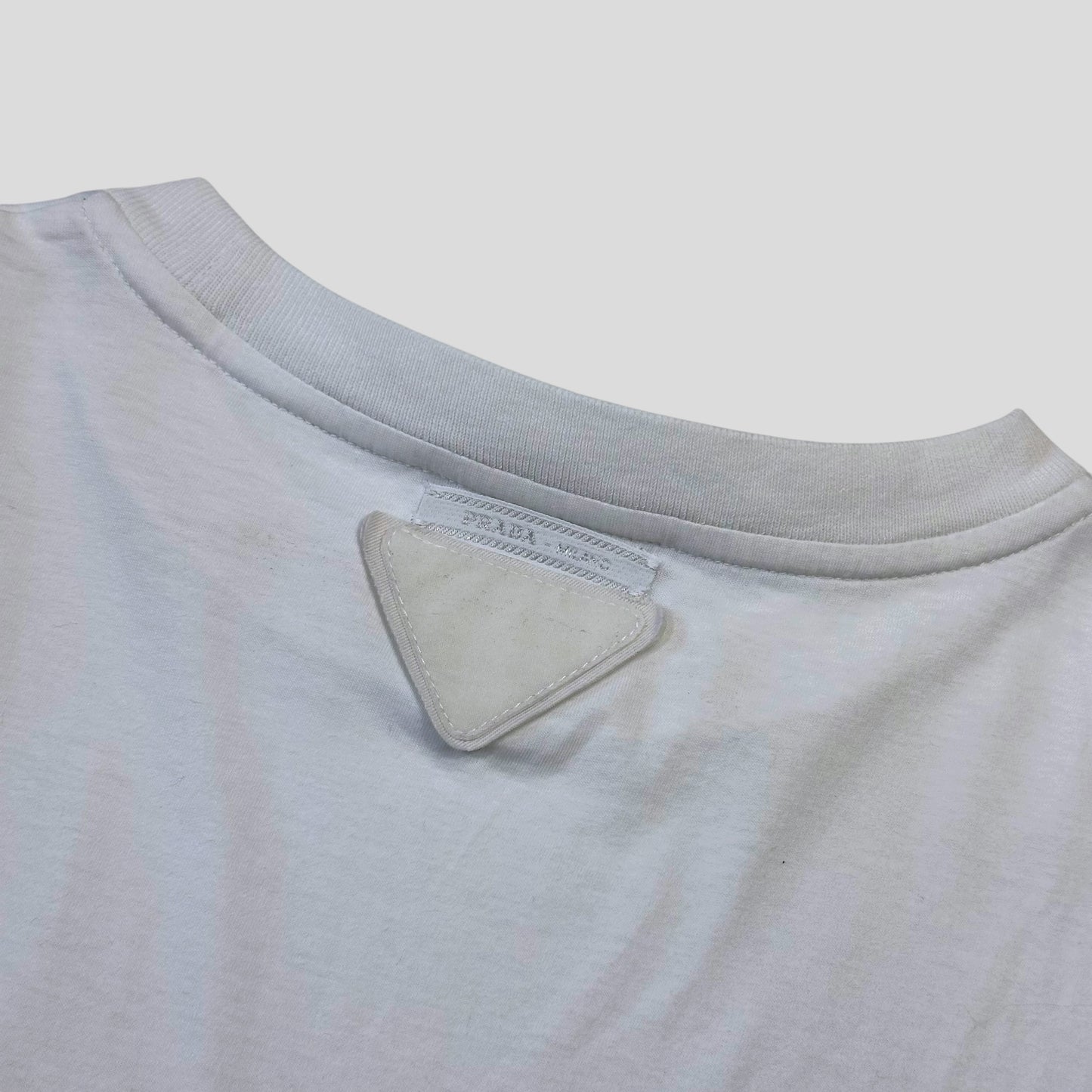 Prada 2019 Double Logo White Triangle T-shirt - M