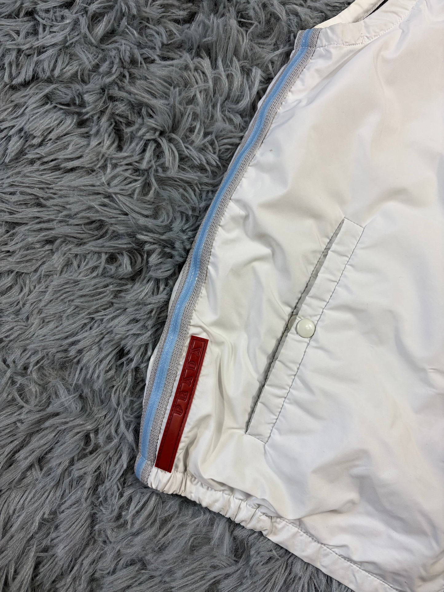 Prada Sport SS00 Gel Seam White Nylon Hooded Gilet Jacket - S
