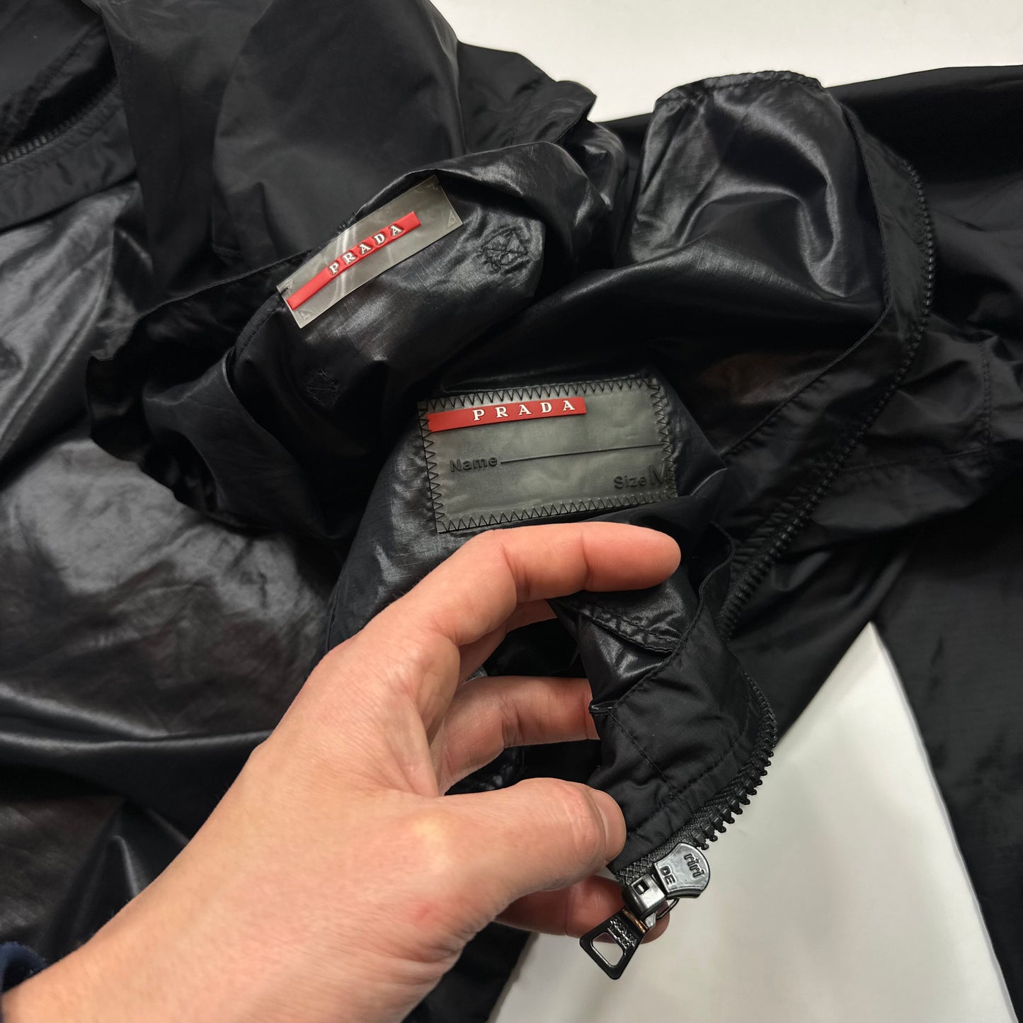 Prada Sport 2007 Nylon Ripstop Carbon Chest Logo Windbreaker Jacket - M