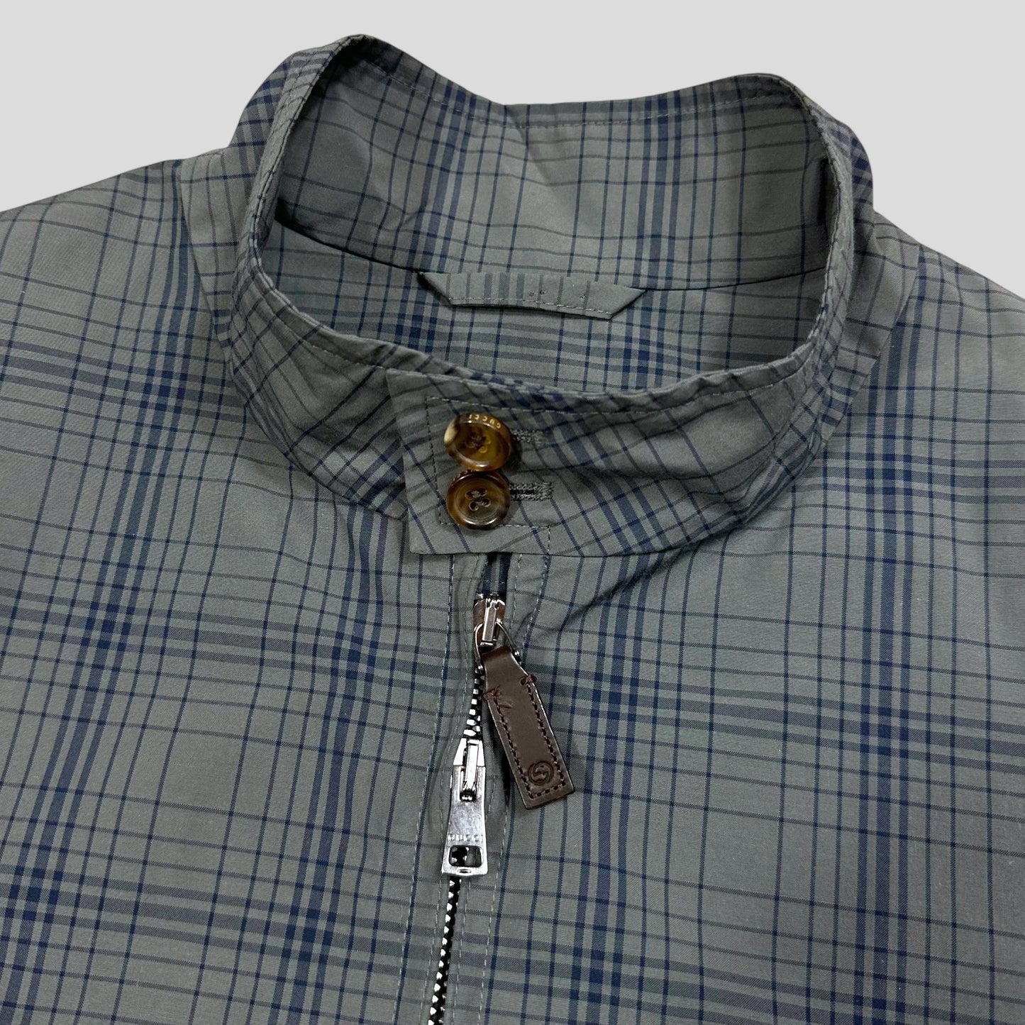 Gucci 2013 Grid Plaid Leather Horsebit Harrington Jacket - M