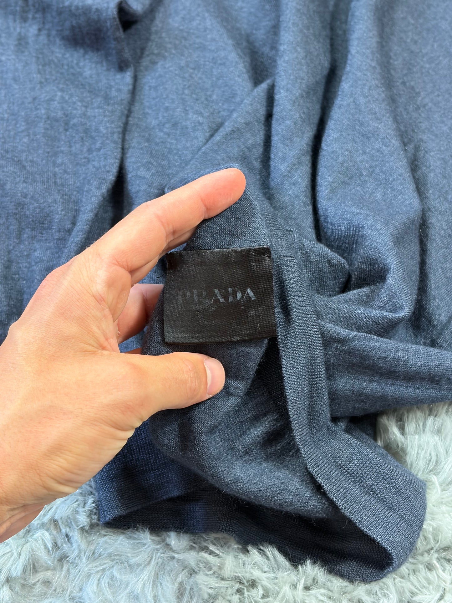 Prada 2015 Blue Marl Lightweight Cotton Knit - S