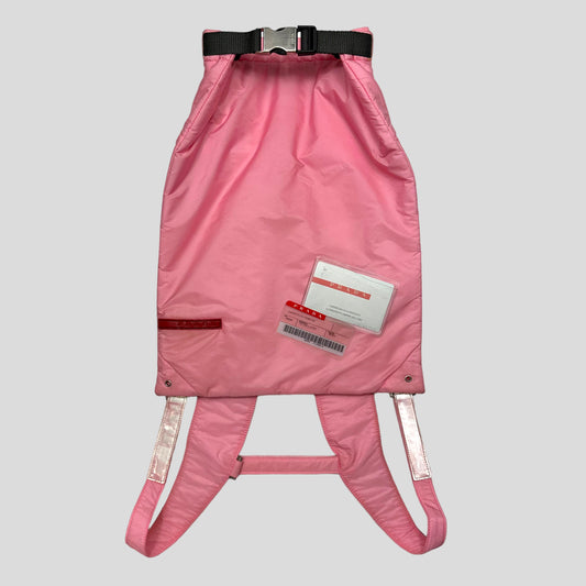 Prada Sport SS99 Baby Pink 3m Nylon Bucket Backpack + Cards & Dustbag