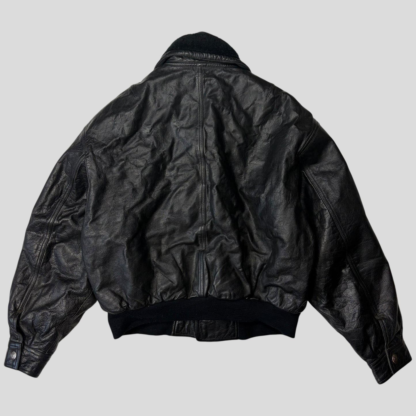 Gianni Versace 90’s Versus Leather Sherpa Flight Jacket - M/L