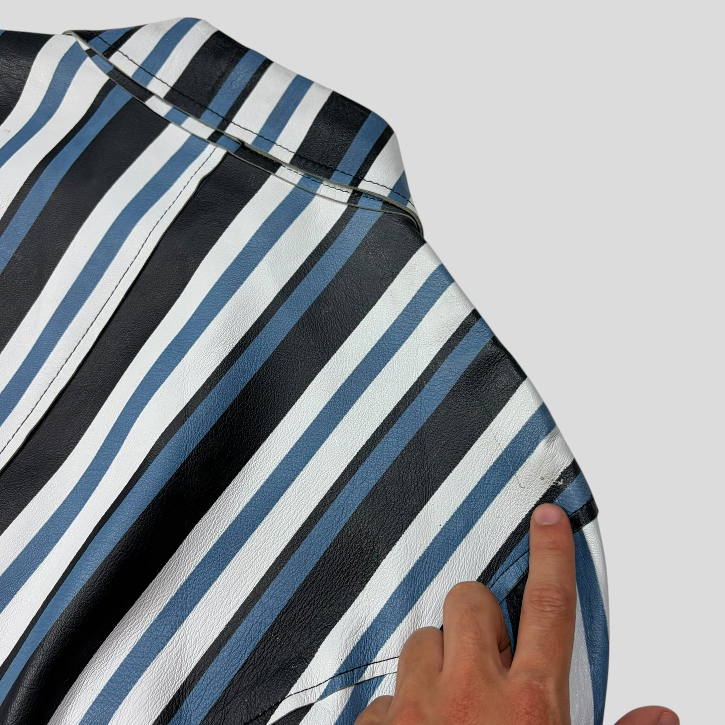 Dolce & Gabbana 00’s Leather Striped Blouson Work Jacket - M
