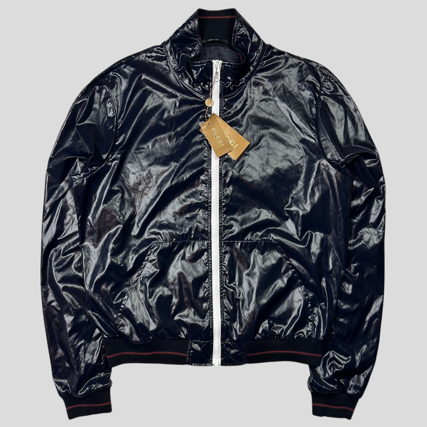 Gucci 2008 Gloss Nylon Prismatic Web Stripe Jacket - IT48 (M)