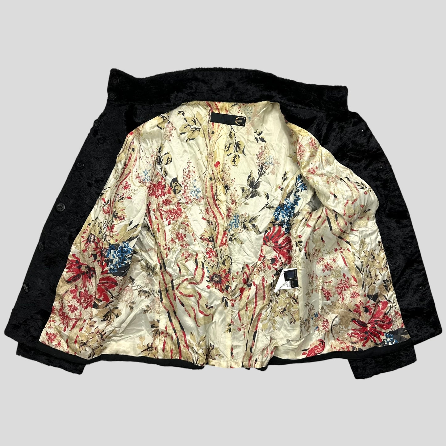 Just Cavalli 00’s Faux Fur Floral Lined Quilted Jacket - IT44
