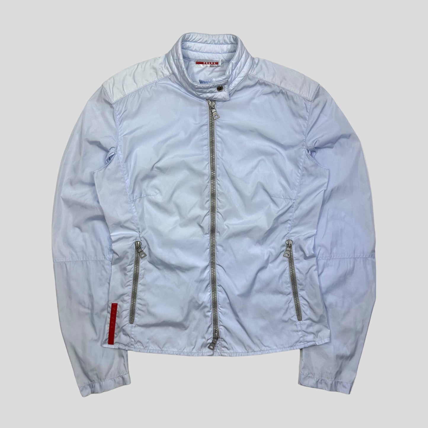 Prada Sport SS00 Ice Blue Nylon Moto Detailed Jacket - IT42