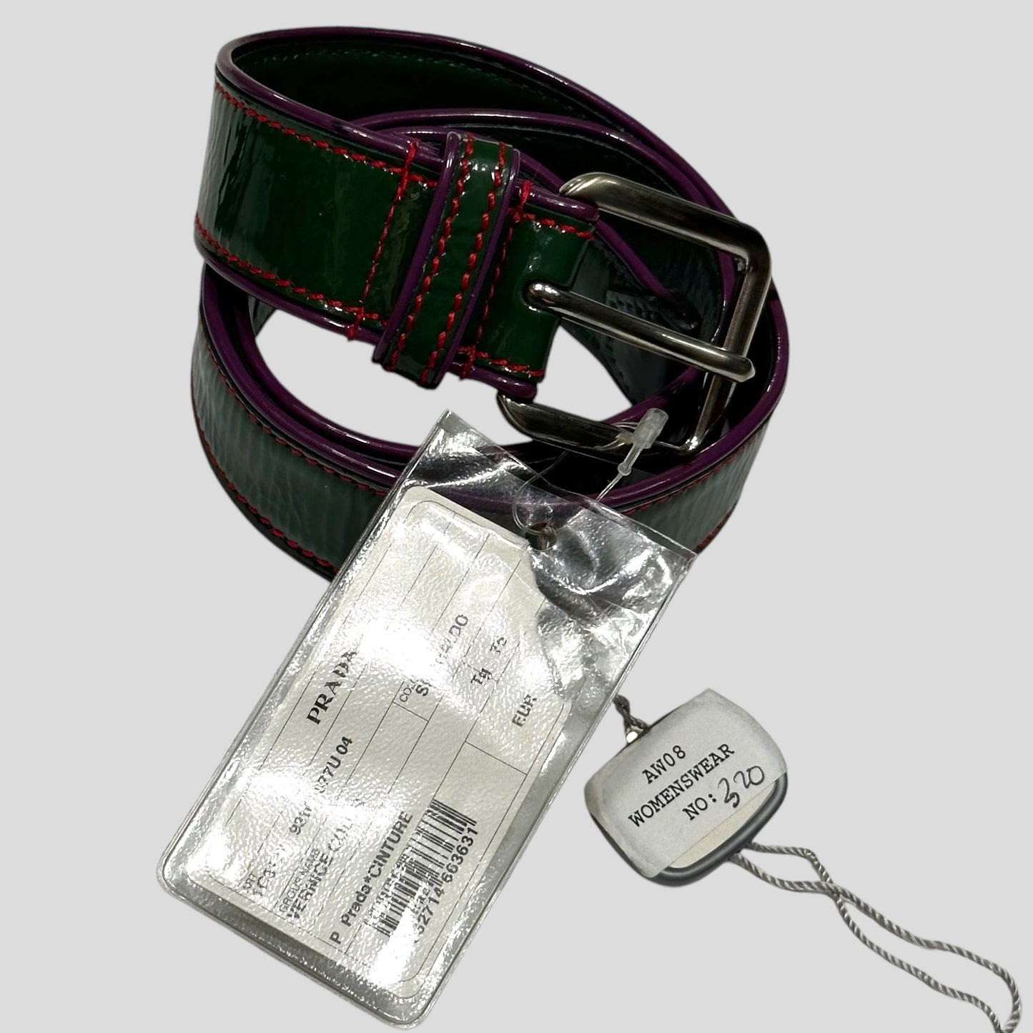 Prada AW08 Vernice Patent Leather Buckle Belt - S